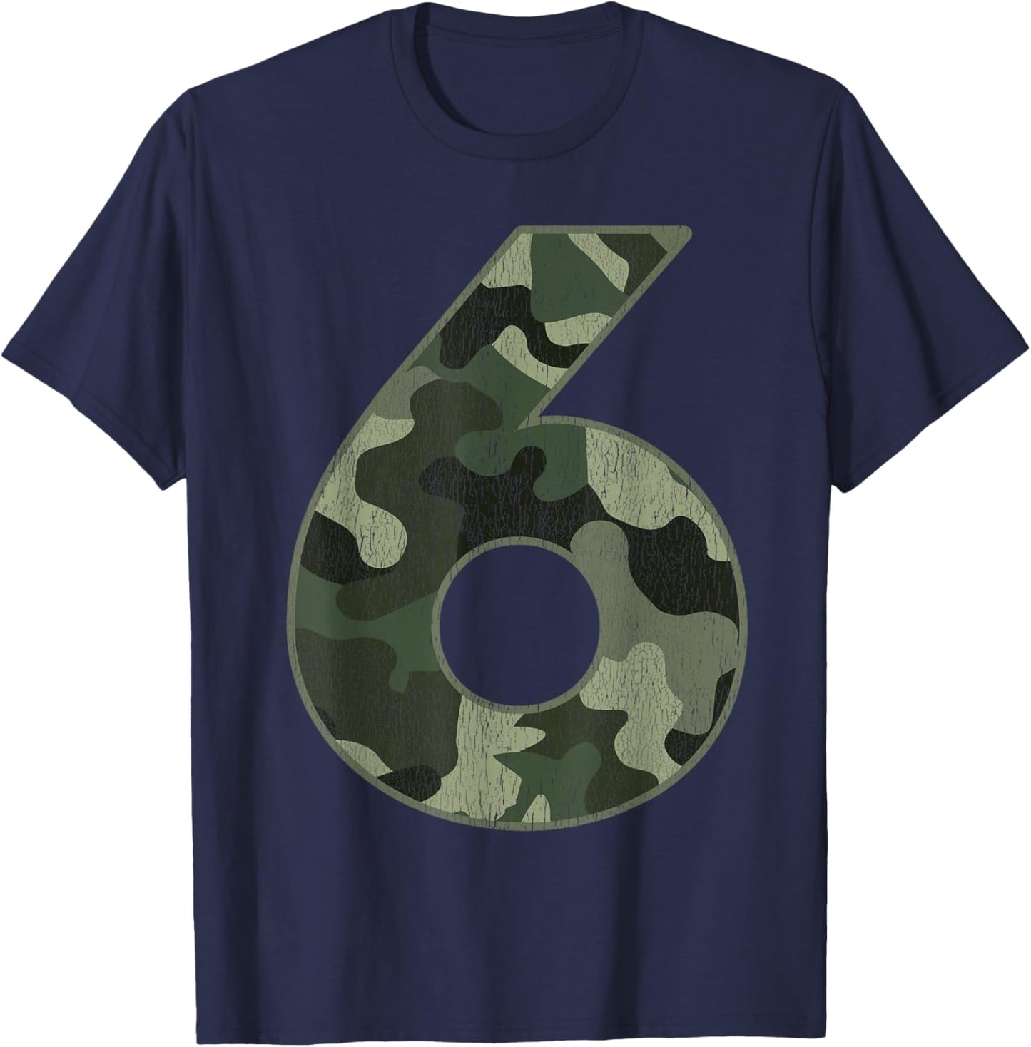 6th Birthday Army Birthday Party 6 Years Old Camo Number 6 T-Shirt - T-Shirt | Navy