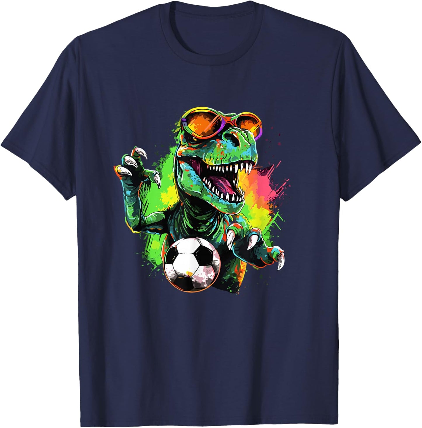 Dinosaur Soccer Apparel Trex Soccer Player Dino Lover Kids T-Shirt - T-Shirt | Navy