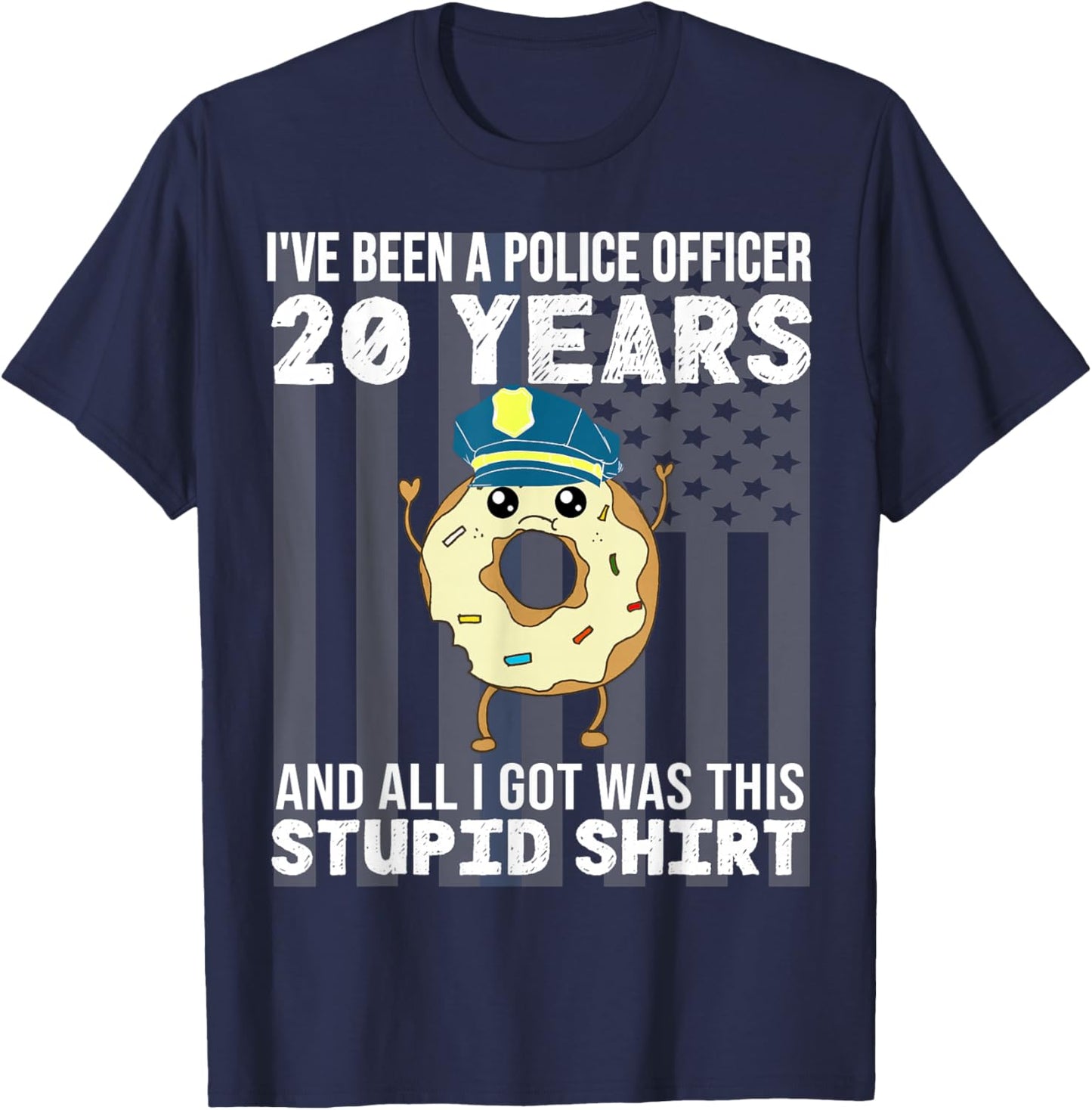 20 Year Police Officer Anniversary 20 Years of Service T-Shirt - T-Shirt | Navy