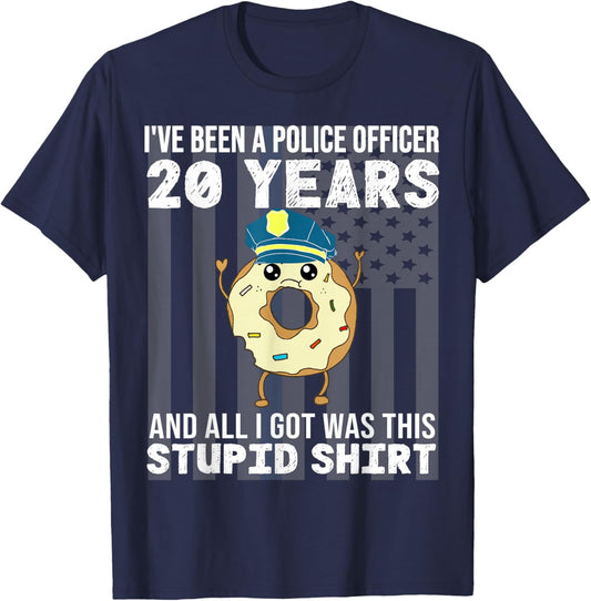 20 Year Police Officer Anniversary 20 Years of Service T-Shirt - T-Shirt | Navy