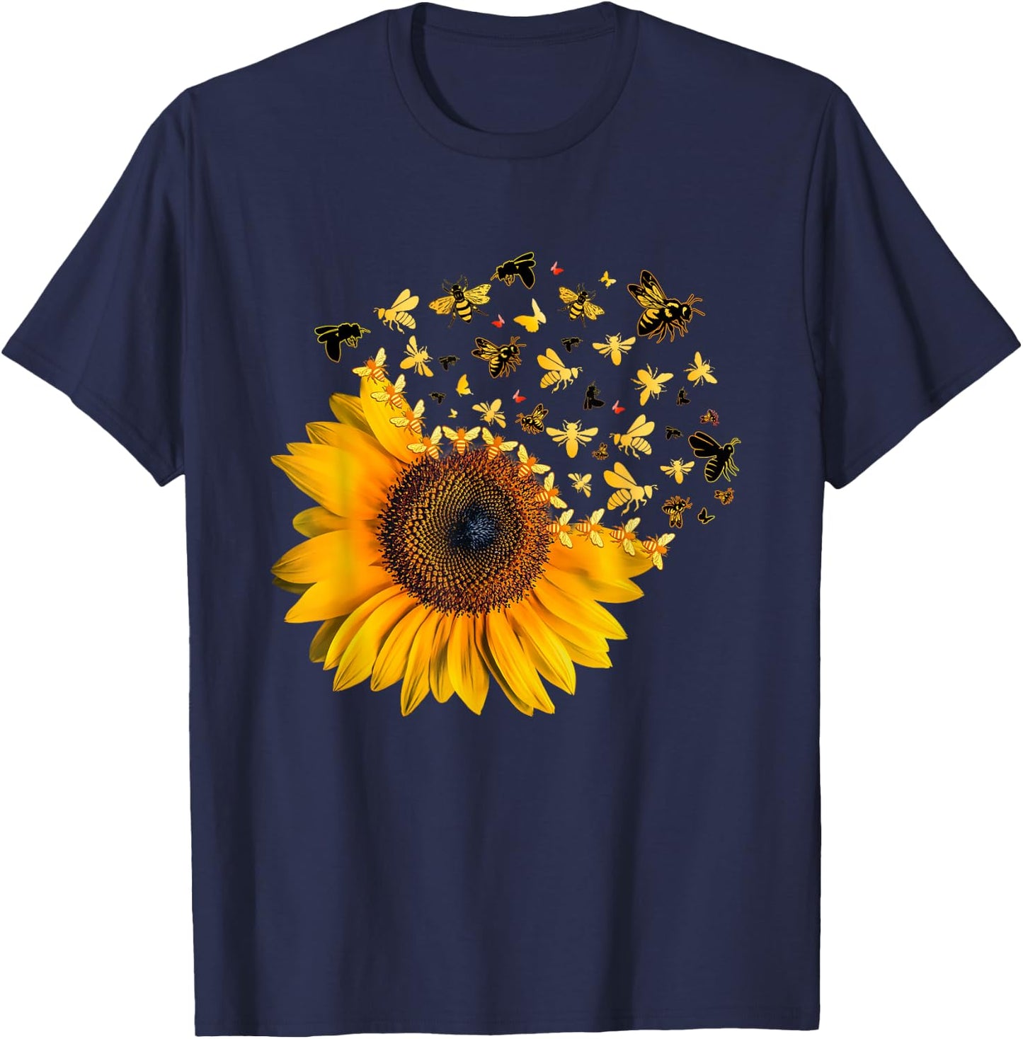Bee Sunflower Lover Bumblebee Honey Bees Design T-Shirt - T-Shirt | Navy