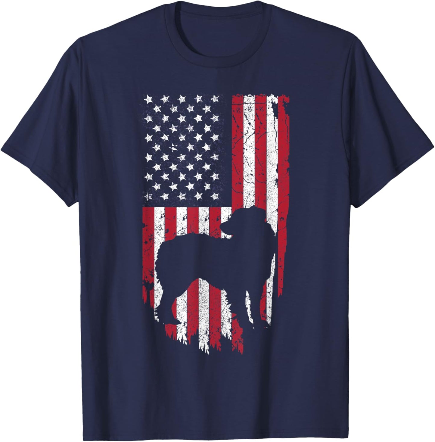Australian Shepherd Dog Mom Dad Shirts, 4th Of July USA Flag Women Kids Men T-Shirt - T-Shirt | Navy