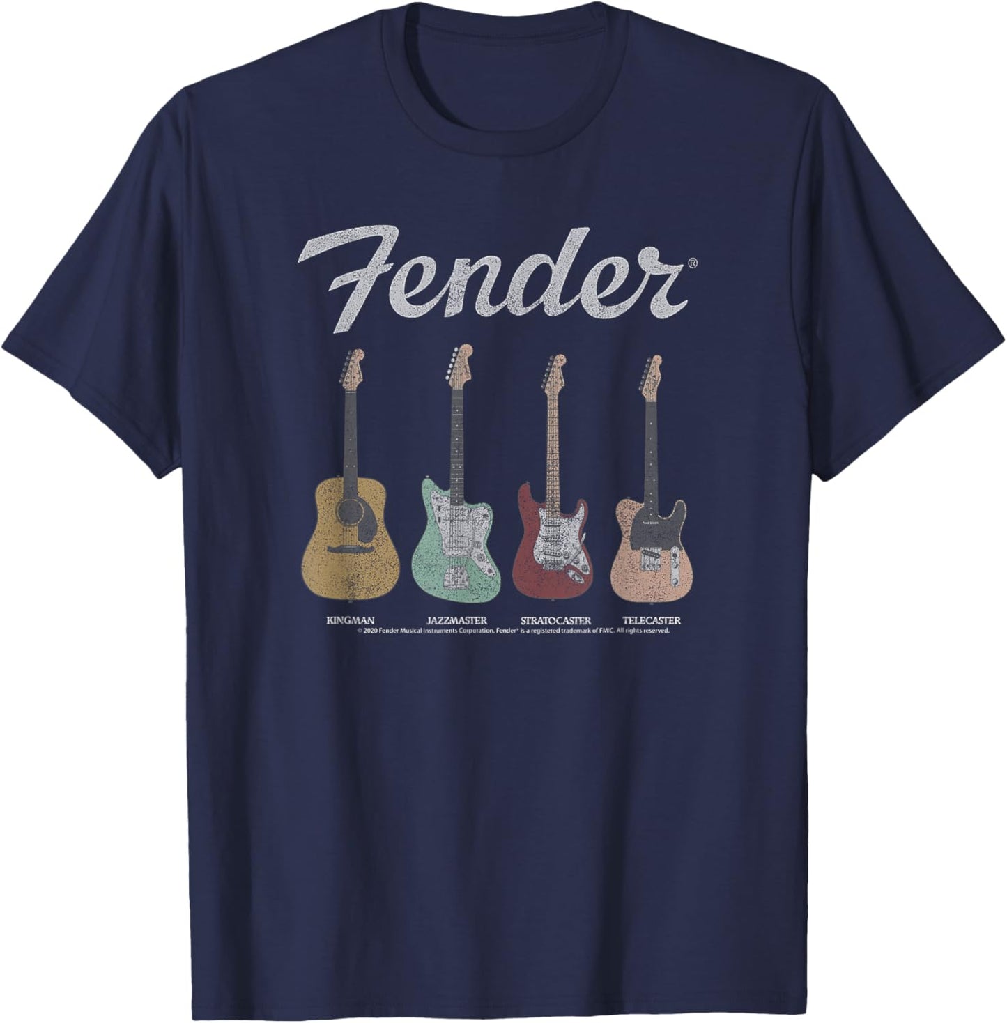 Fender Vintage Guitar Lineup Small T-Shirt - T-Shirt | Navy
