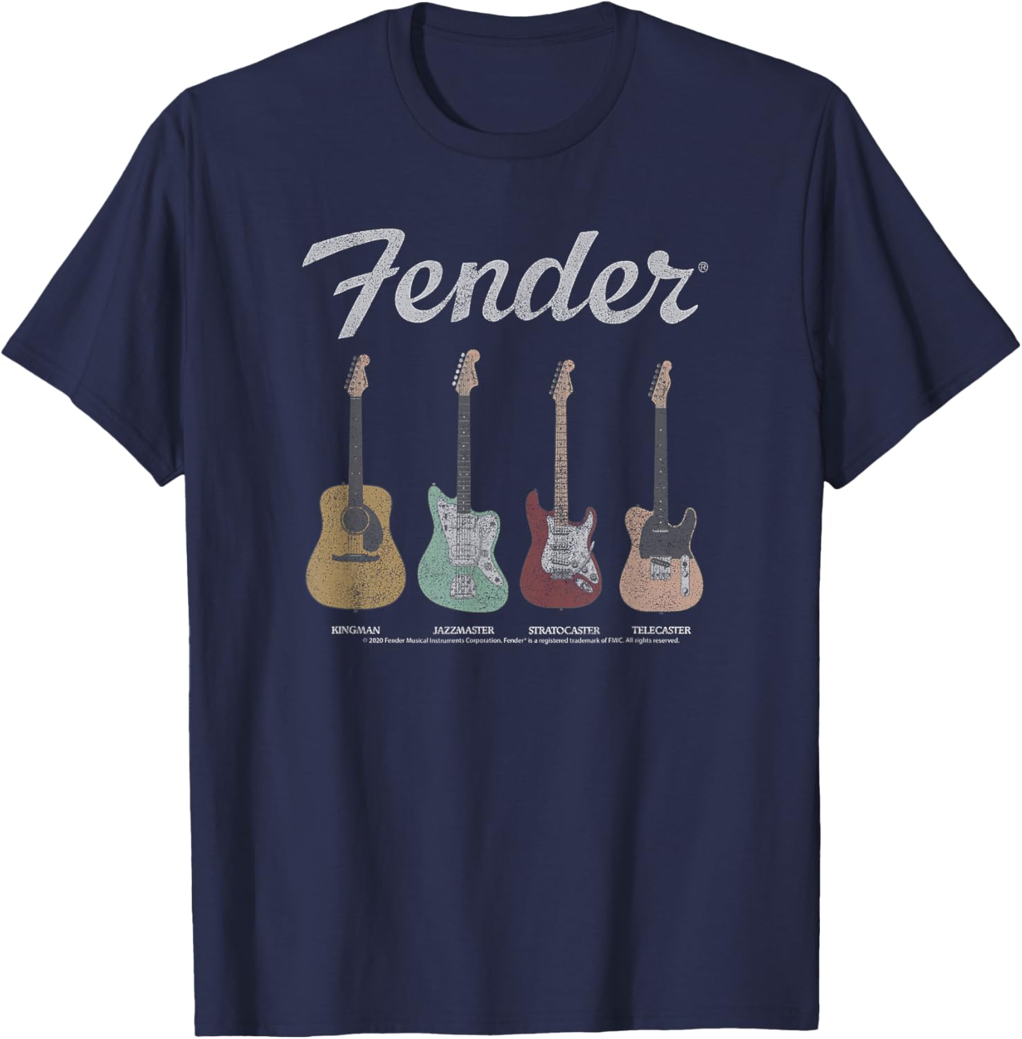 Fender Vintage Guitar Lineup Small T-Shirt - T-Shirt | Navy