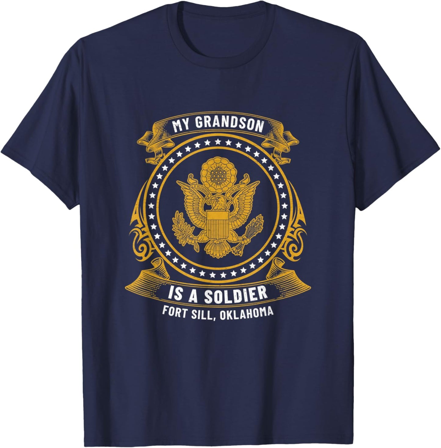 My Grandson Is A Soldier At Fort Sill Ok US Army Base Gift T-Shirt - T-Shirt | Navy