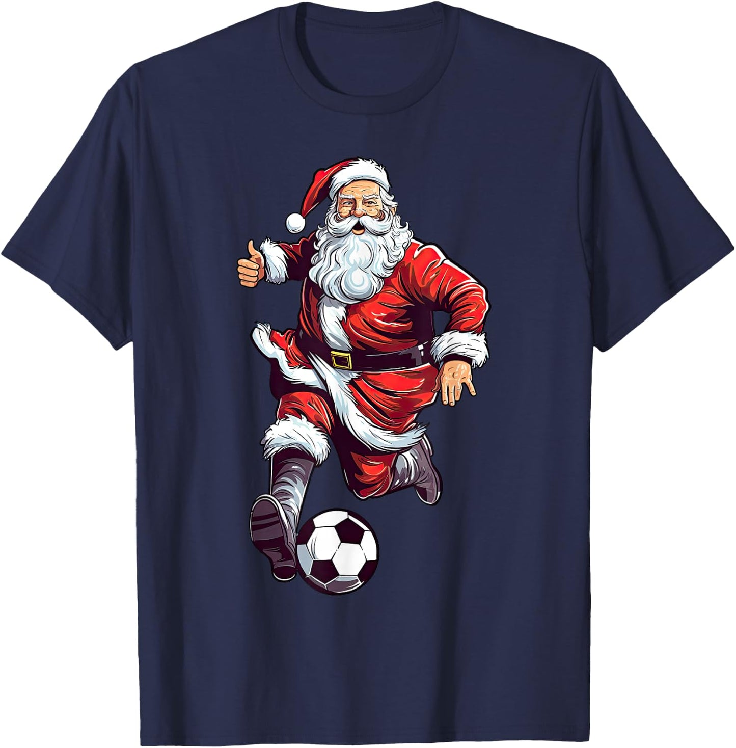 Santa Claus Playing Soccer Ball Soccer Player Christmas Xmas T-Shirt - T-Shirt | Navy
