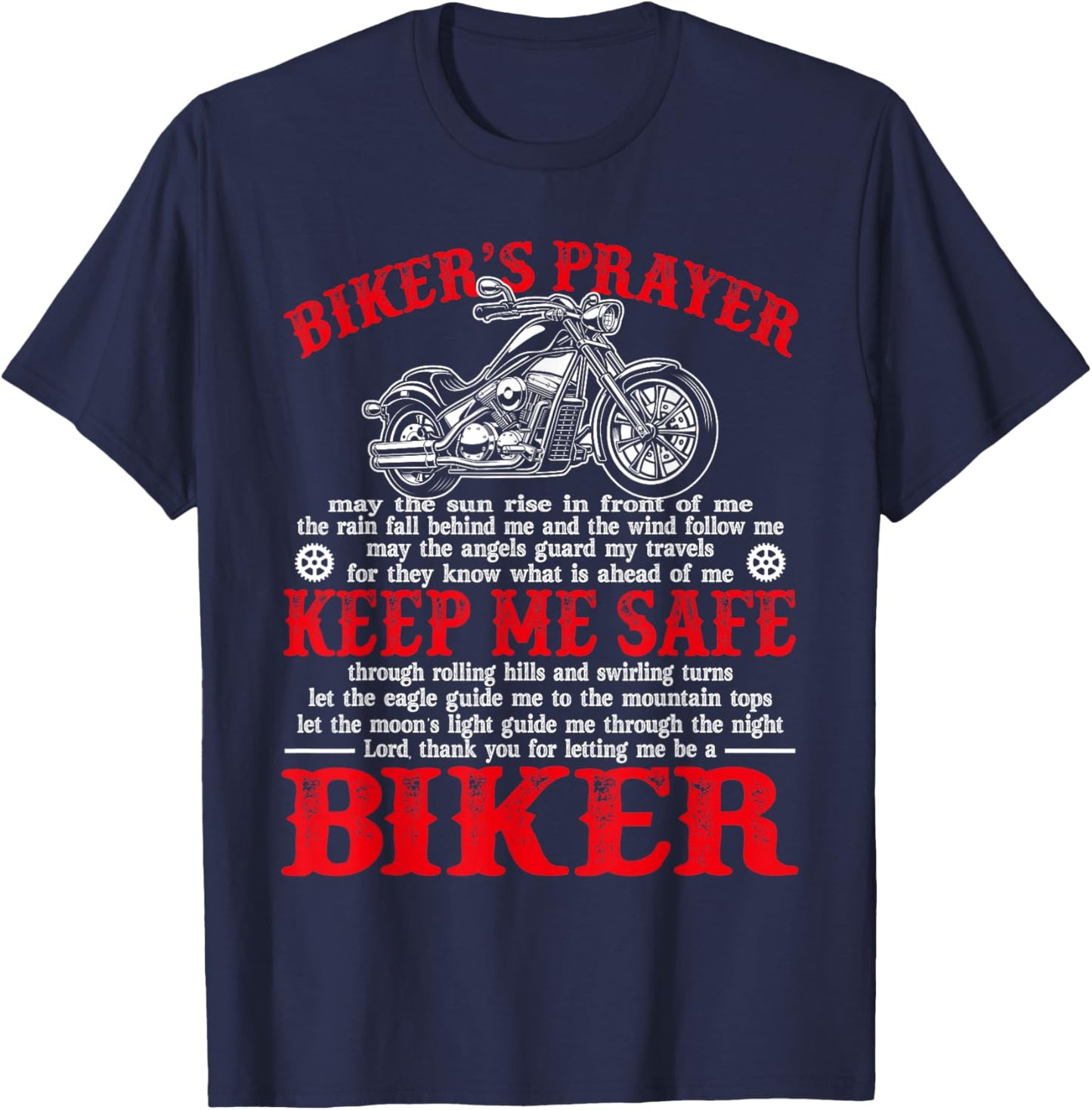 Biker's Prayer Vintage Motorcycle Biker Biking Motorcycling T-Shirt - T-Shirt | Navy