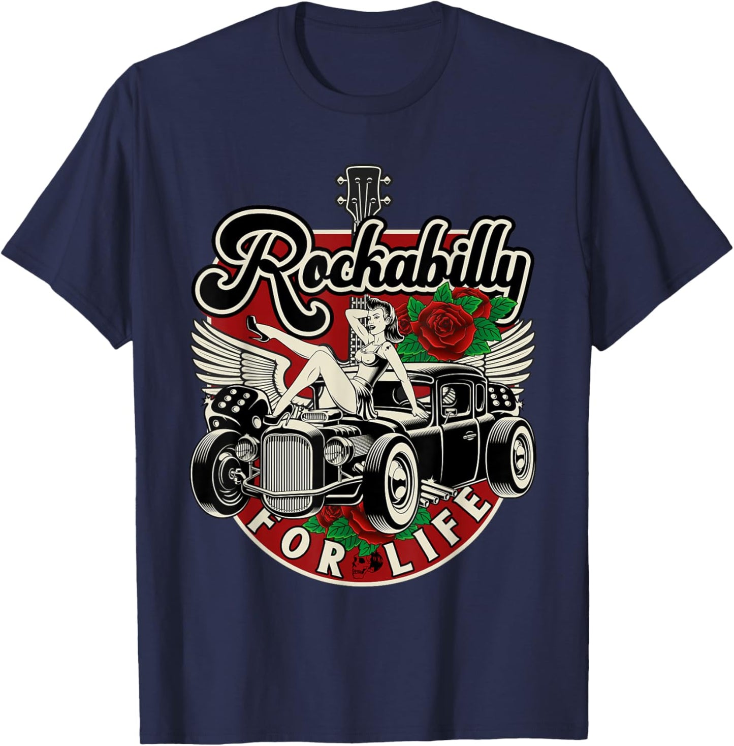 Rock 'N' Roll Kleidung u. Geschenke fr Rockabilly Vintage 50s RnR Design - Rockabilly for Life T-Shirt - T-Shirt | Navy