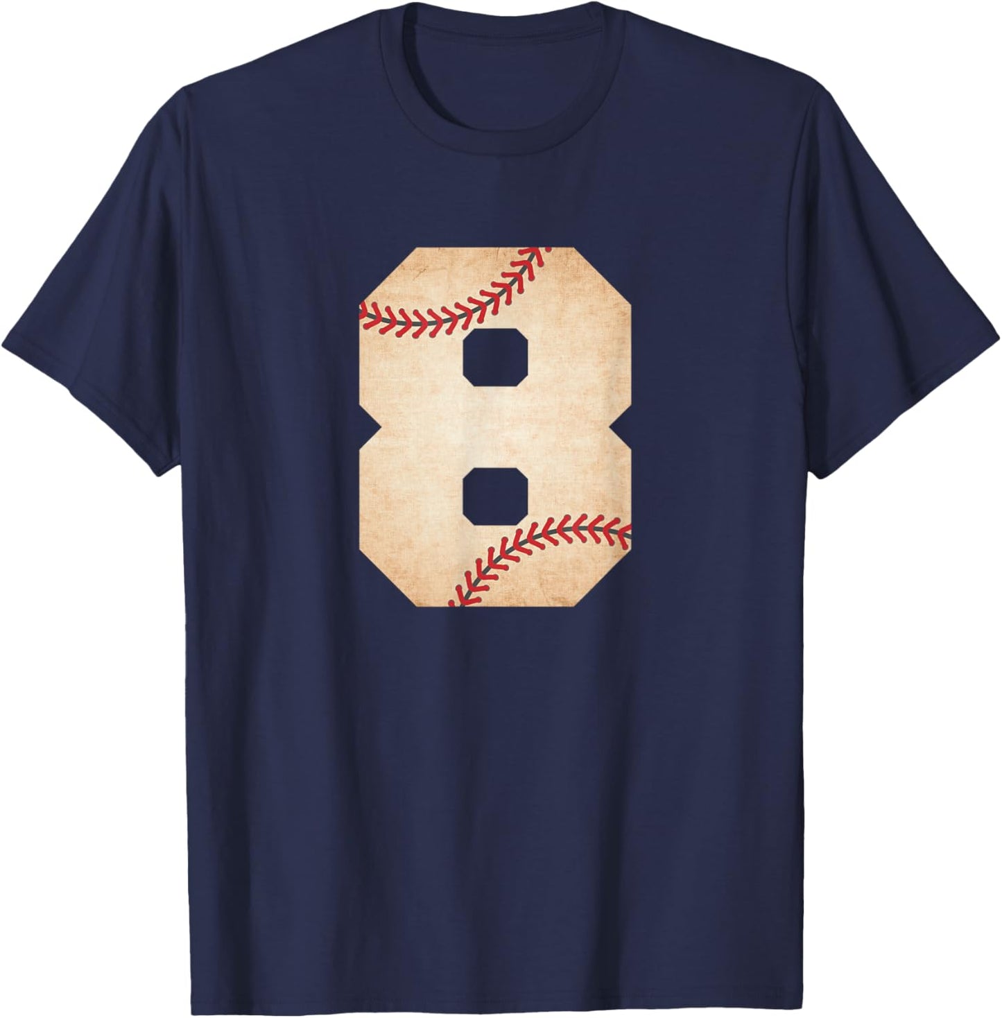 Baseball Number 8 Baseball Fan Mom T-Shirt - T-Shirt | Navy