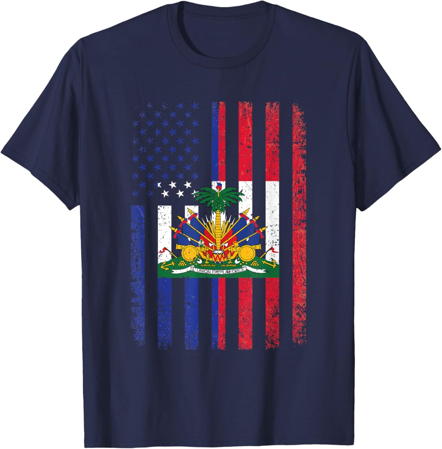 Haiti USA Flag Shirt 4th of July American Haitian Flag T-Shirt - T-Shirt | Navy