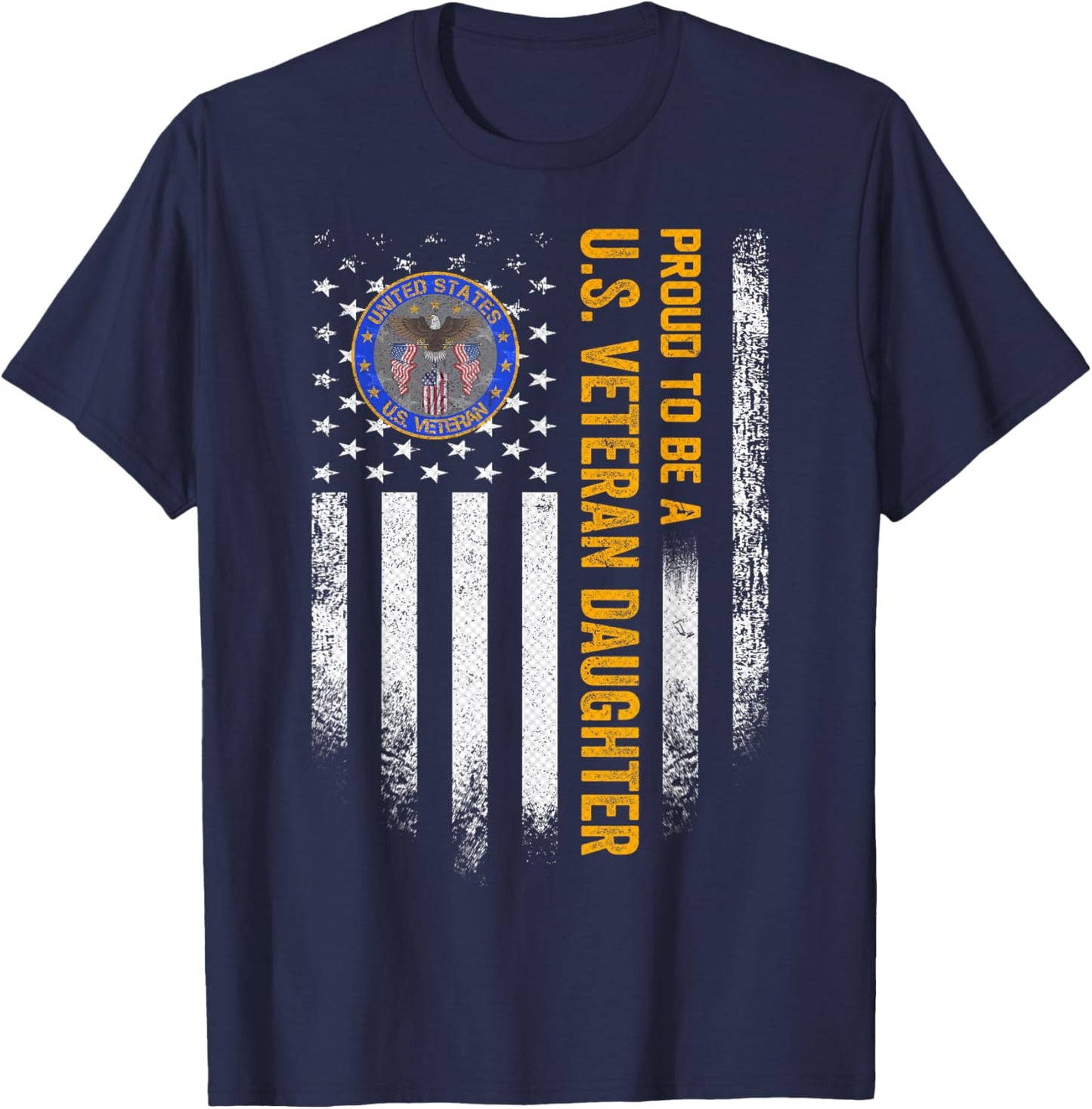 Vintage USA Flag Proud To Be A US Military Veteran Daughter Men T-Shirt - T-Shirt | Navy