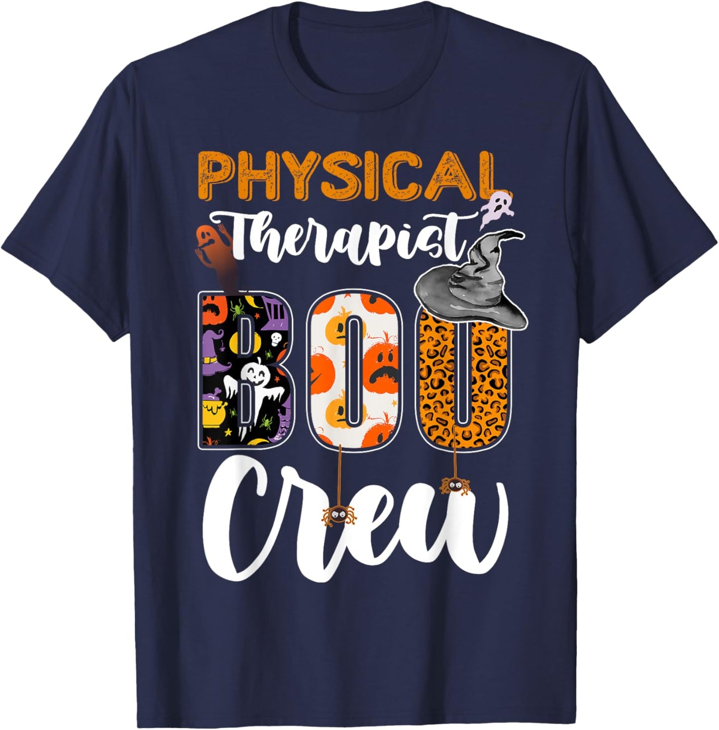 Physical Therapist Boo Crew Ghost Therapy Halloween Matching T-Shirt - T-Shirt | Navy