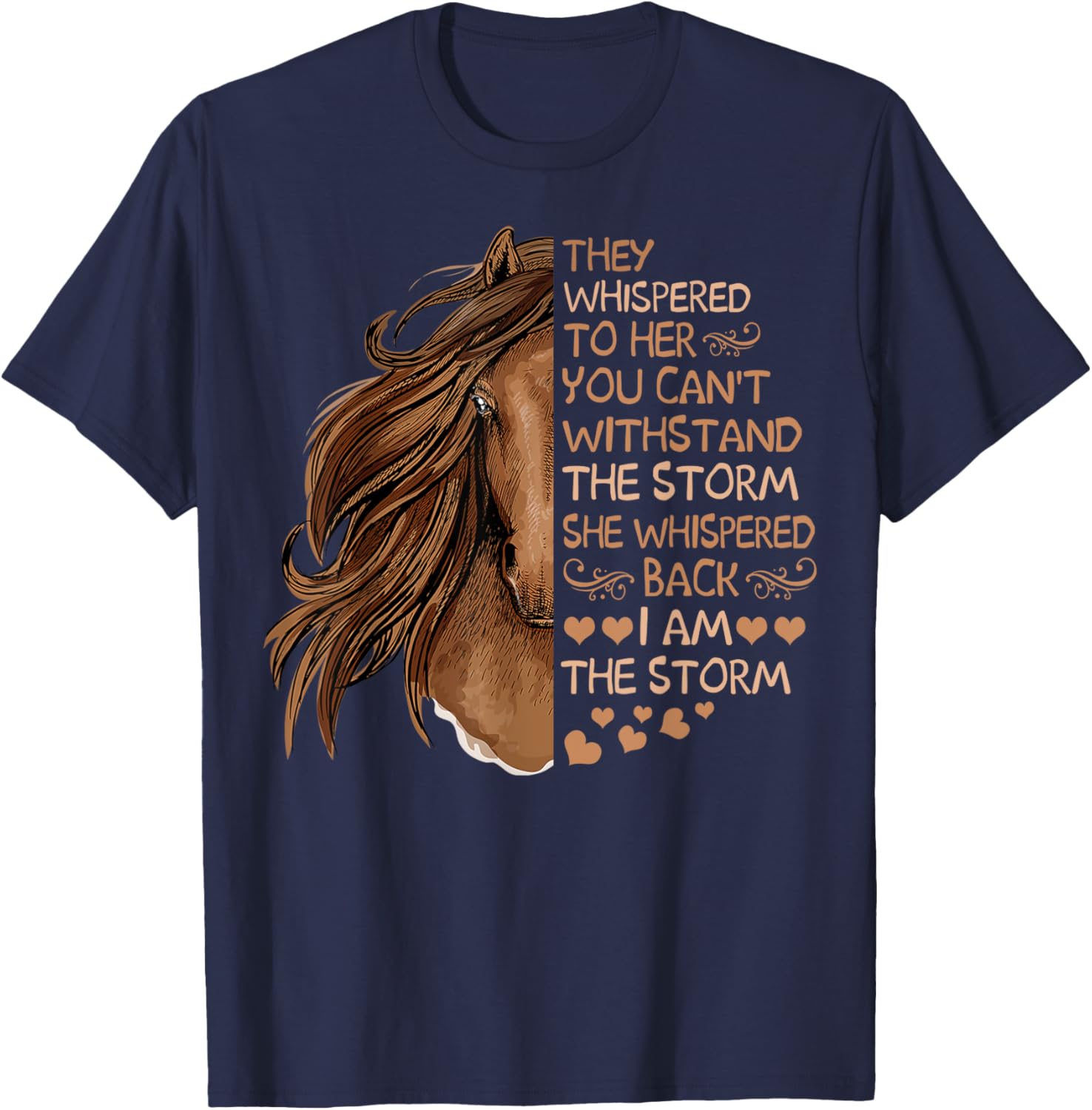 She Whispered Back I Am The Storm Riding Horse Girls Women T-Shirt - T-Shirt | Navy