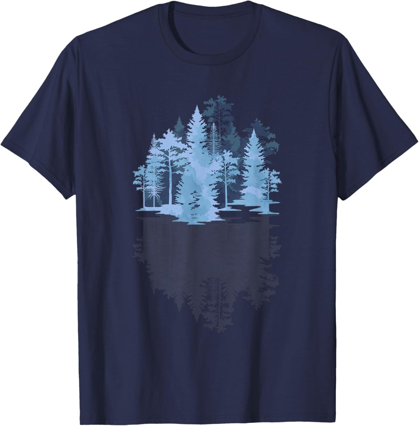 Trees Outdoor Wildlife Nature Reflection Forest T-Shirt - T-Shirt | Navy