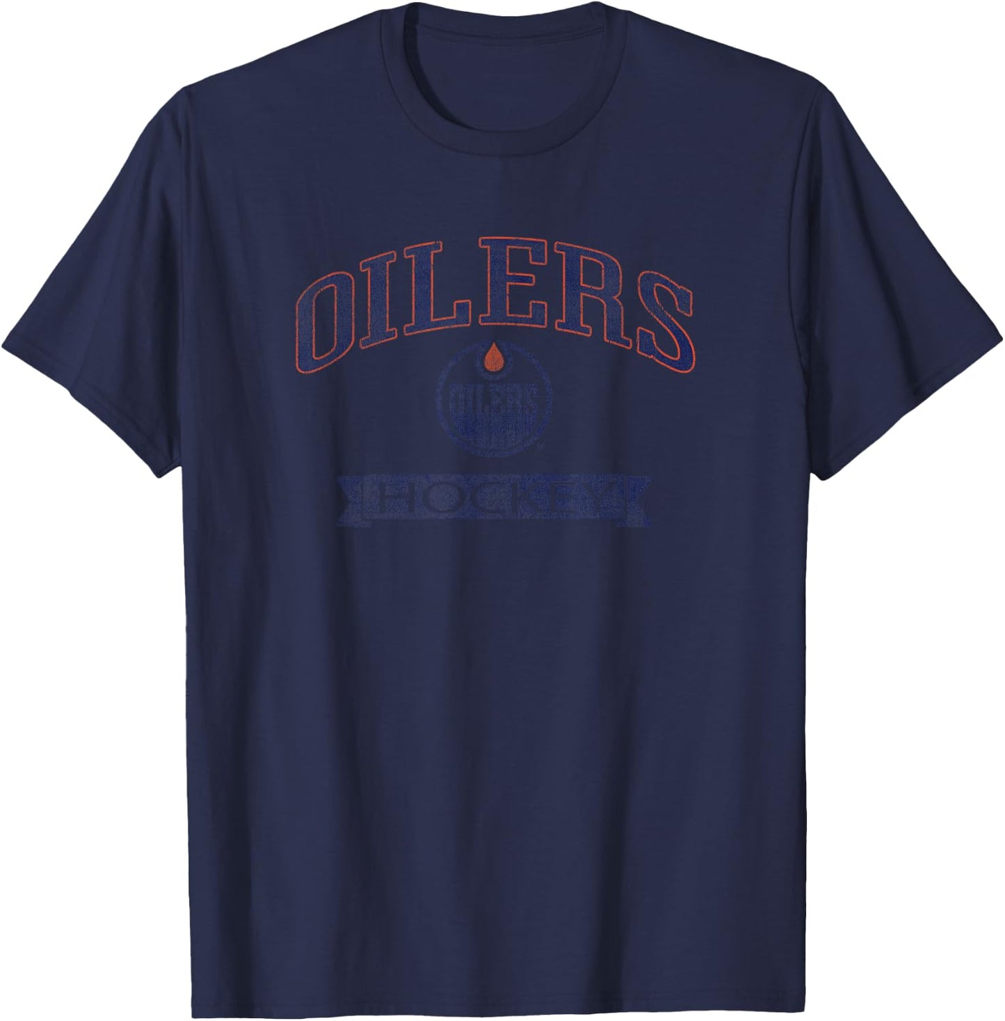 Edmonton Oilers Vintage Hockey White Officially Licensed T-Shirt - T-Shirt | Navy