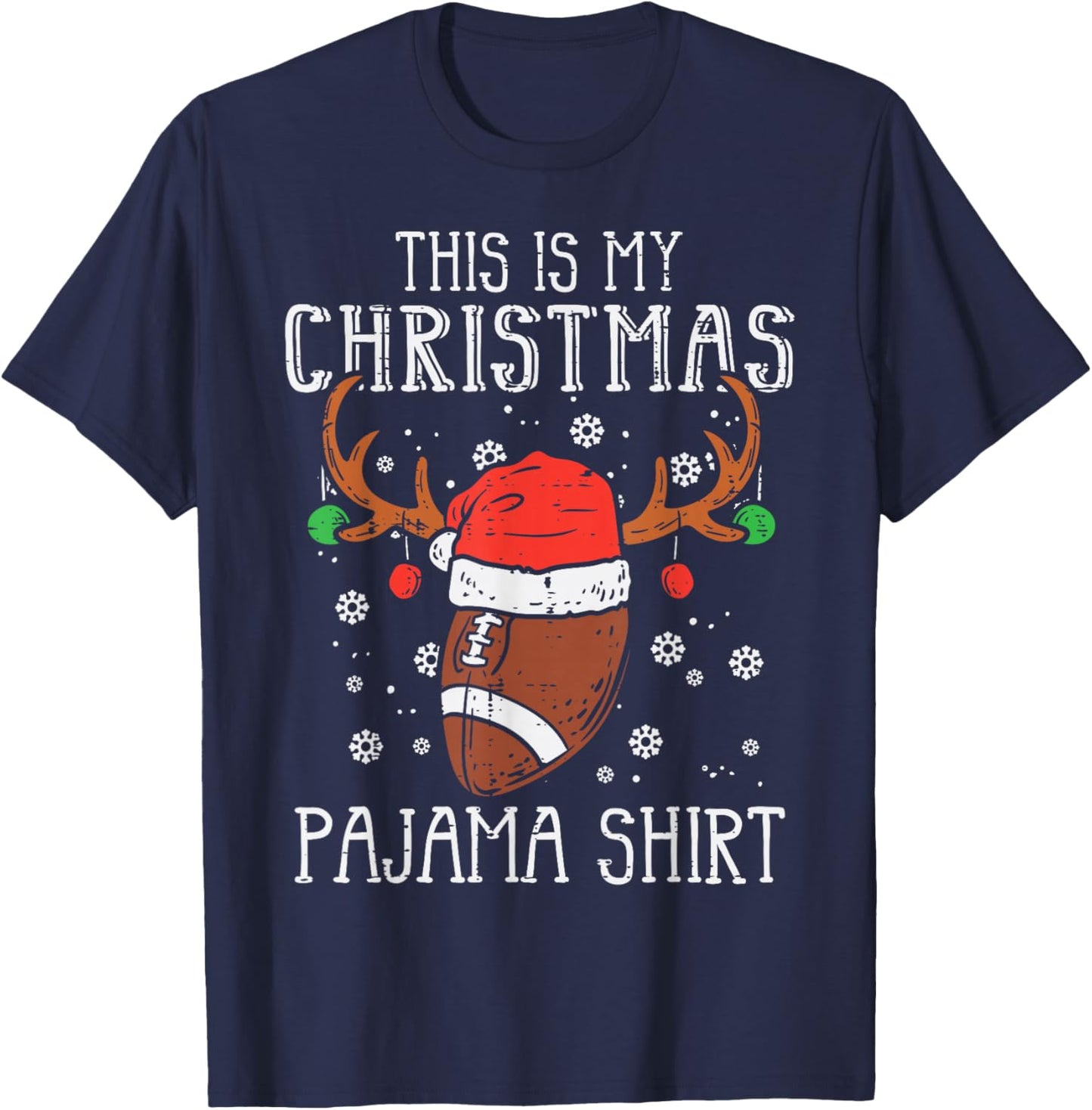 This Is My Christmas Pajama Shirt Football Xmas Sports T-Shirt - T-Shirt | Navy