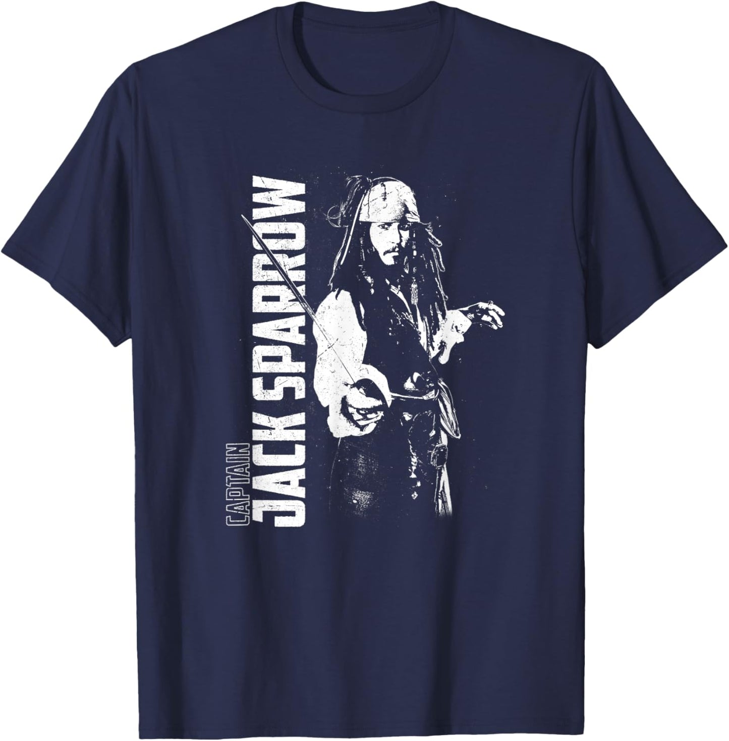 Disney Pirates of The Caribbean Captain Jack Sparrow Poster T-Shirt - T-Shirt | Navy