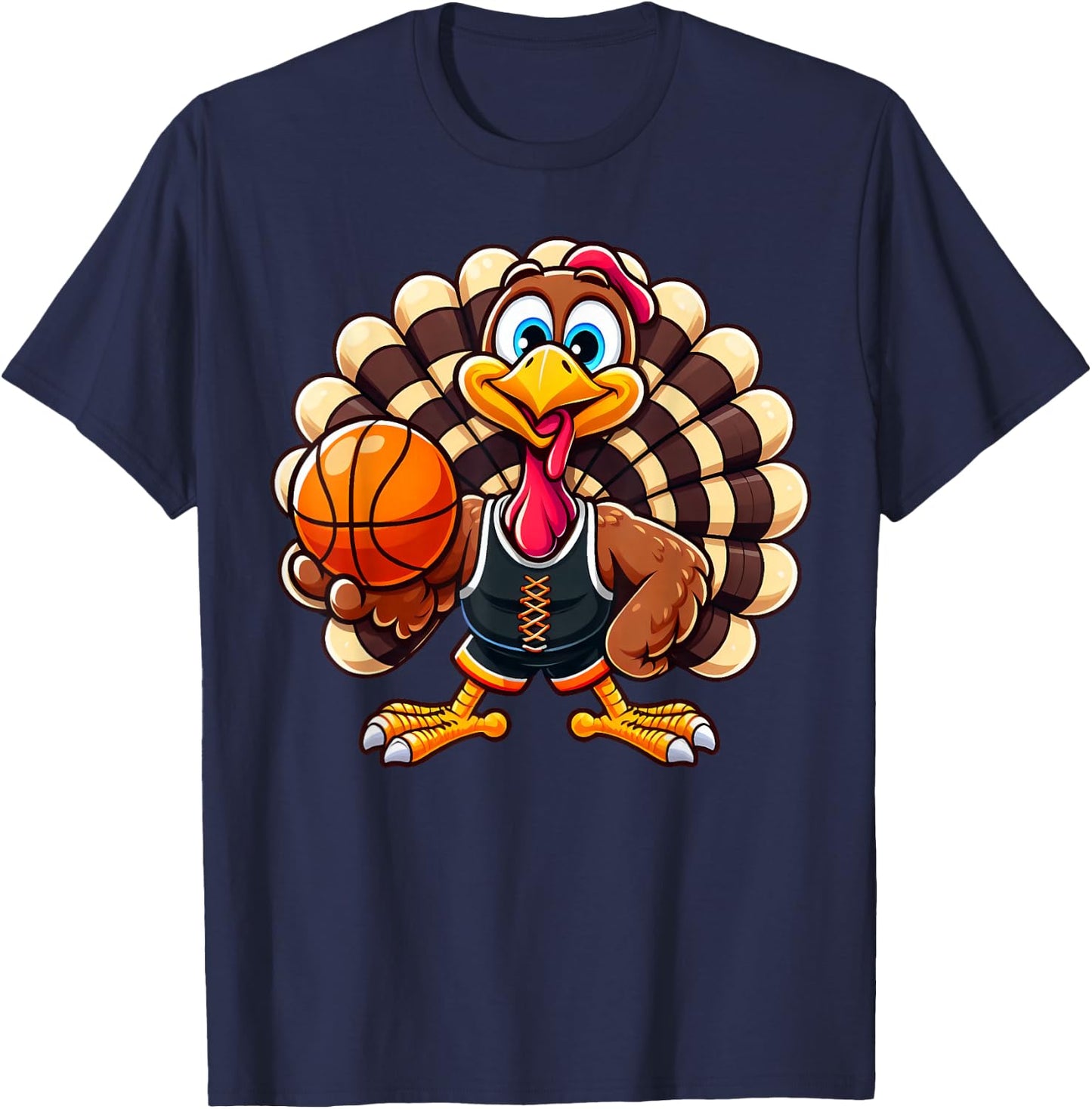 Cool Thanksgiving Basketball Gobble Player Turkey Basketball T-Shirt - T-Shirt | Navy