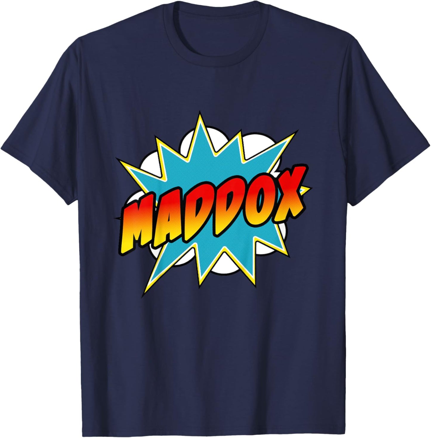 Kids Boys Maddox Name Comic Book Superhero T-Shirt - T-Shirt | Navy