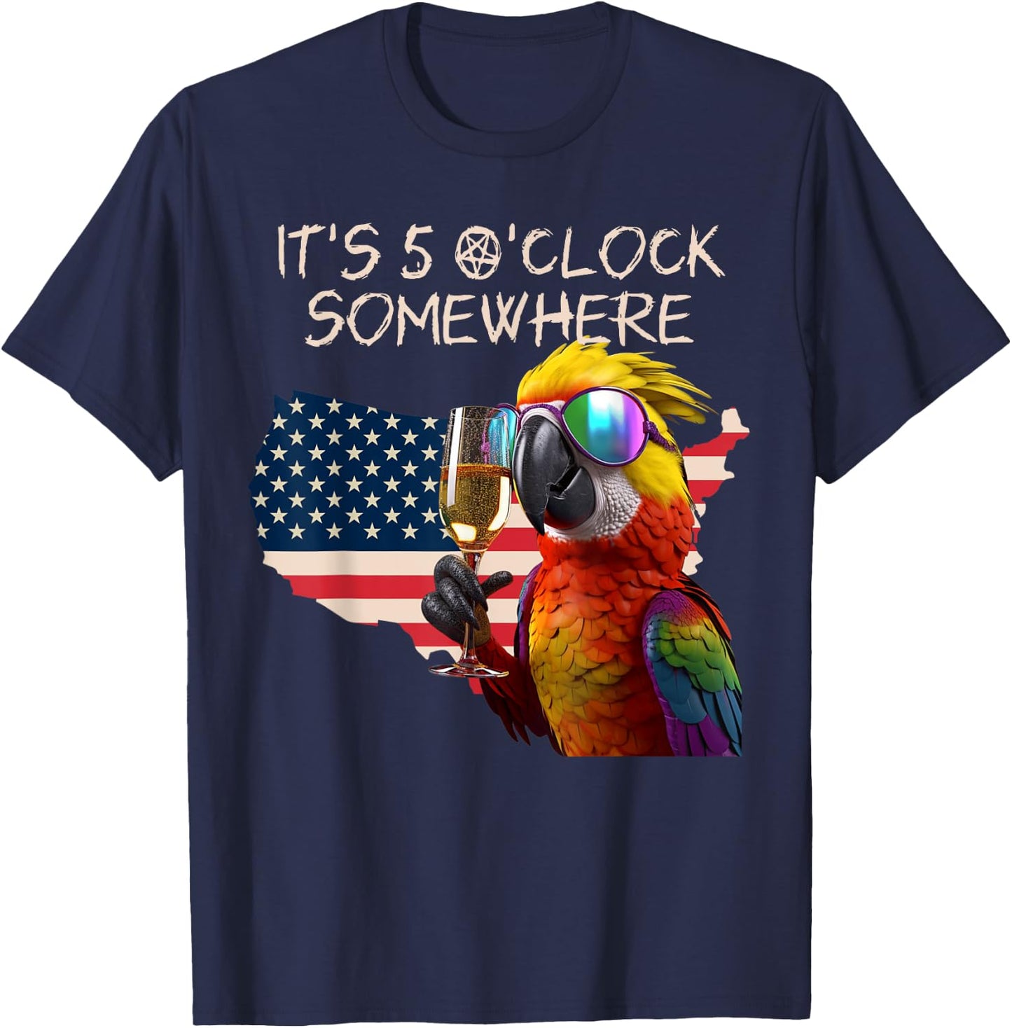 Grab a drink and toast to the sun! It's 5 o'clock somewhere! T-Shirt - T-Shirt | Navy