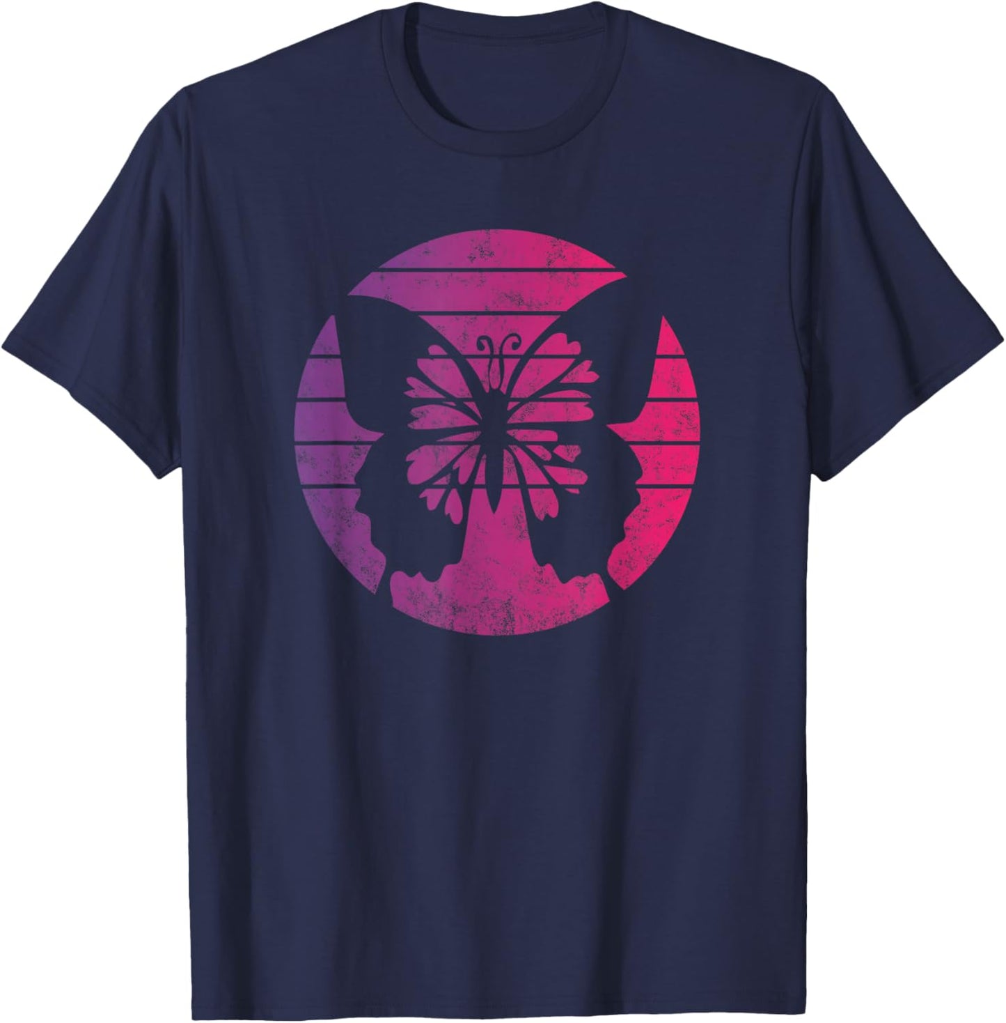 Butterfly Retro Style Vintage T-Shirt - T-Shirt | Navy
