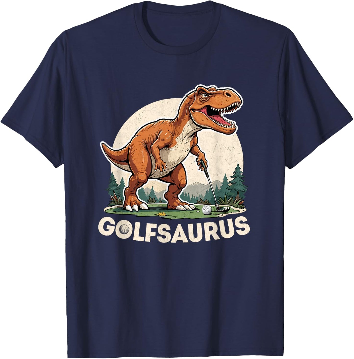 Golf Dinosaur Golfer T-Rex Playing Golf Dino Golfing T-Shirt - T-Shirt | Navy