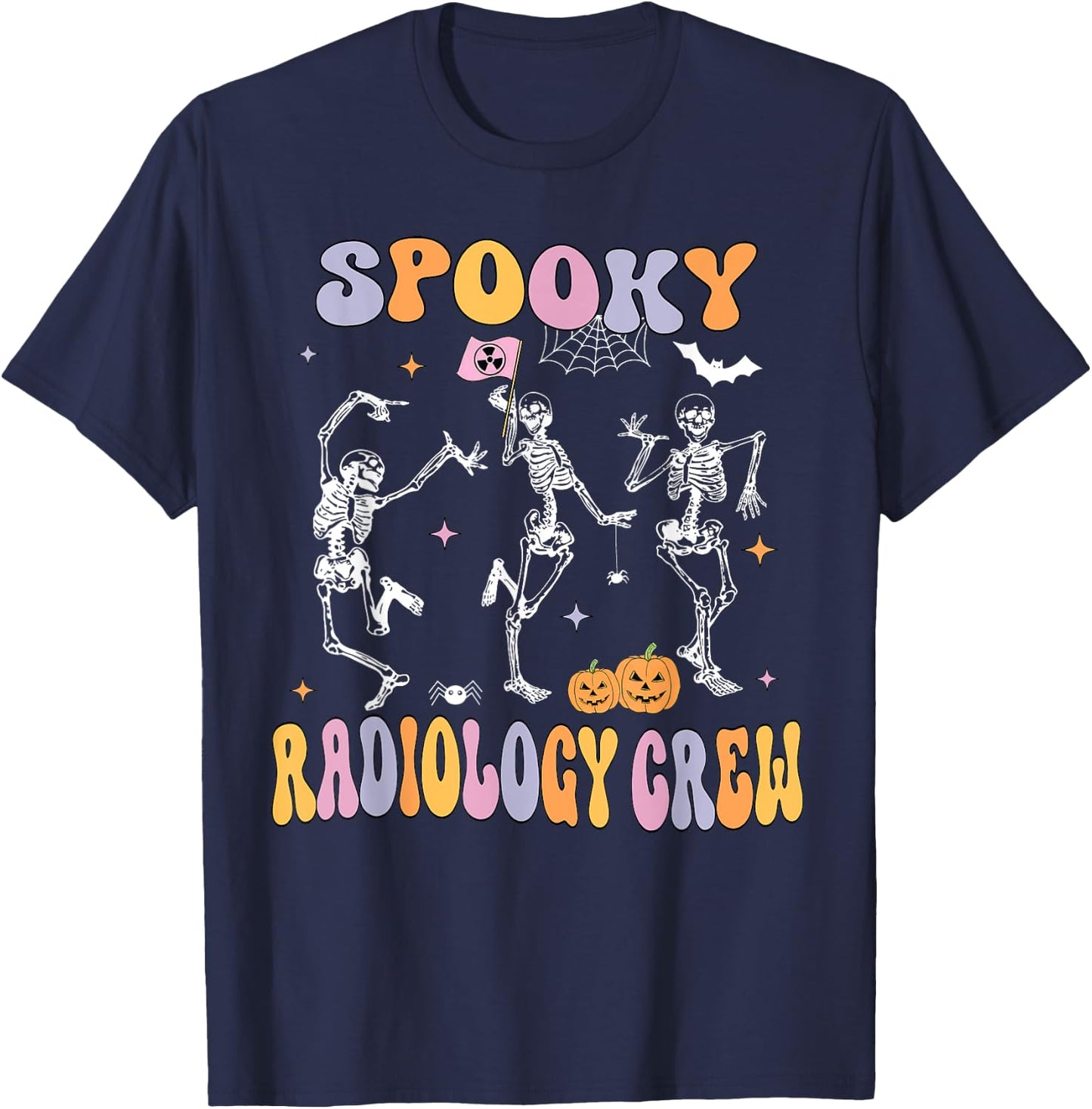 Dancing Skeleton Spooky Radiology Crew X-ray Tech Halloween T-Shirt - T-Shirt | Navy