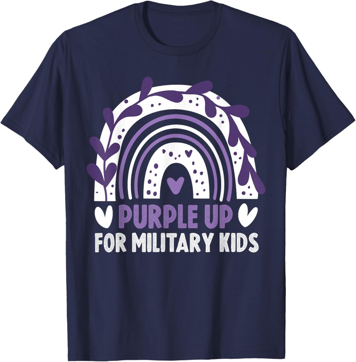 Purple Up for Military Kids Month Military Child Rainbow T-Shirt - T-Shirt | Navy