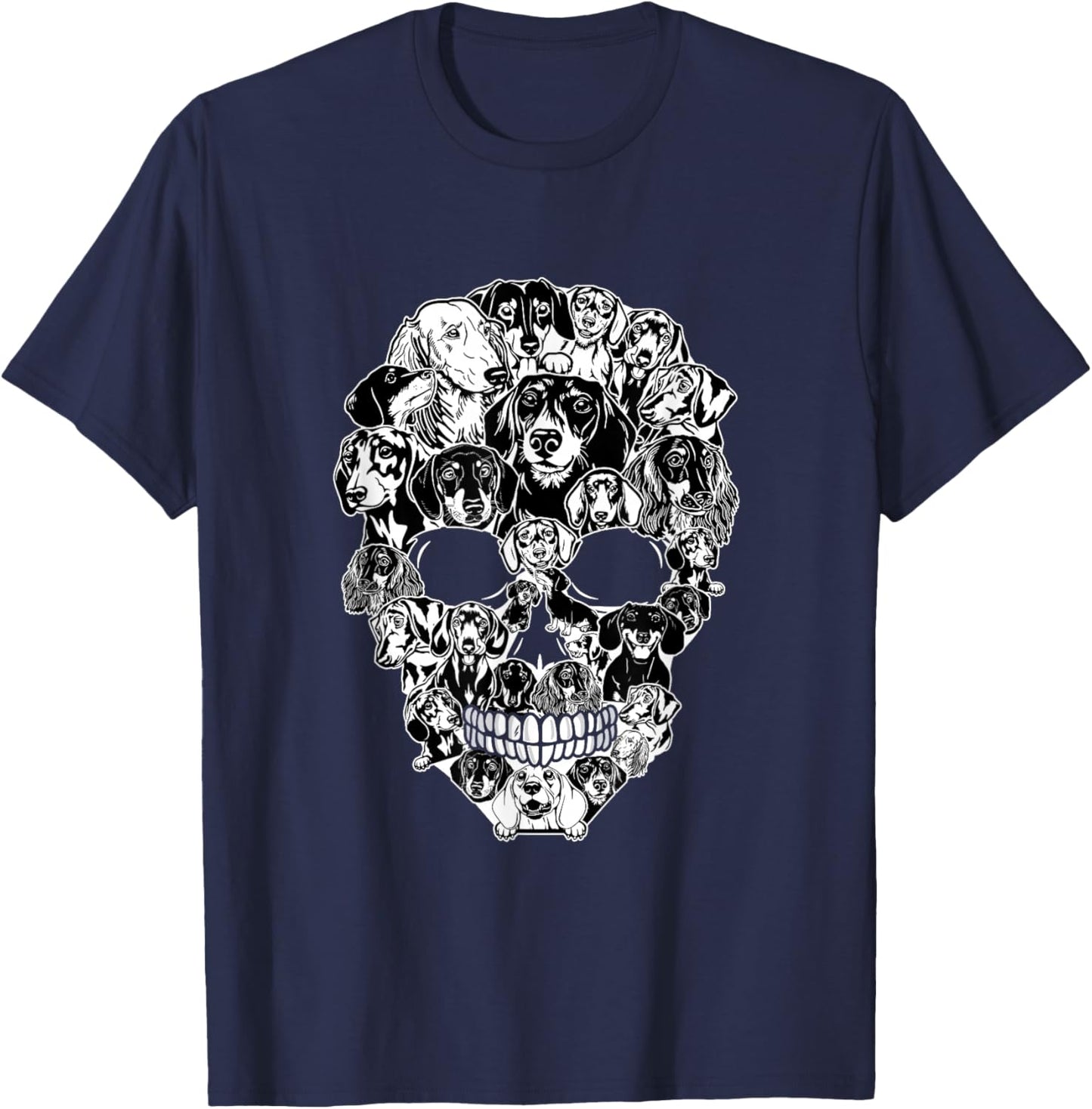 Funny Dachshund Skull Dog Skeleton Halloween Men Women Kids T-Shirt - T-Shirt | Navy