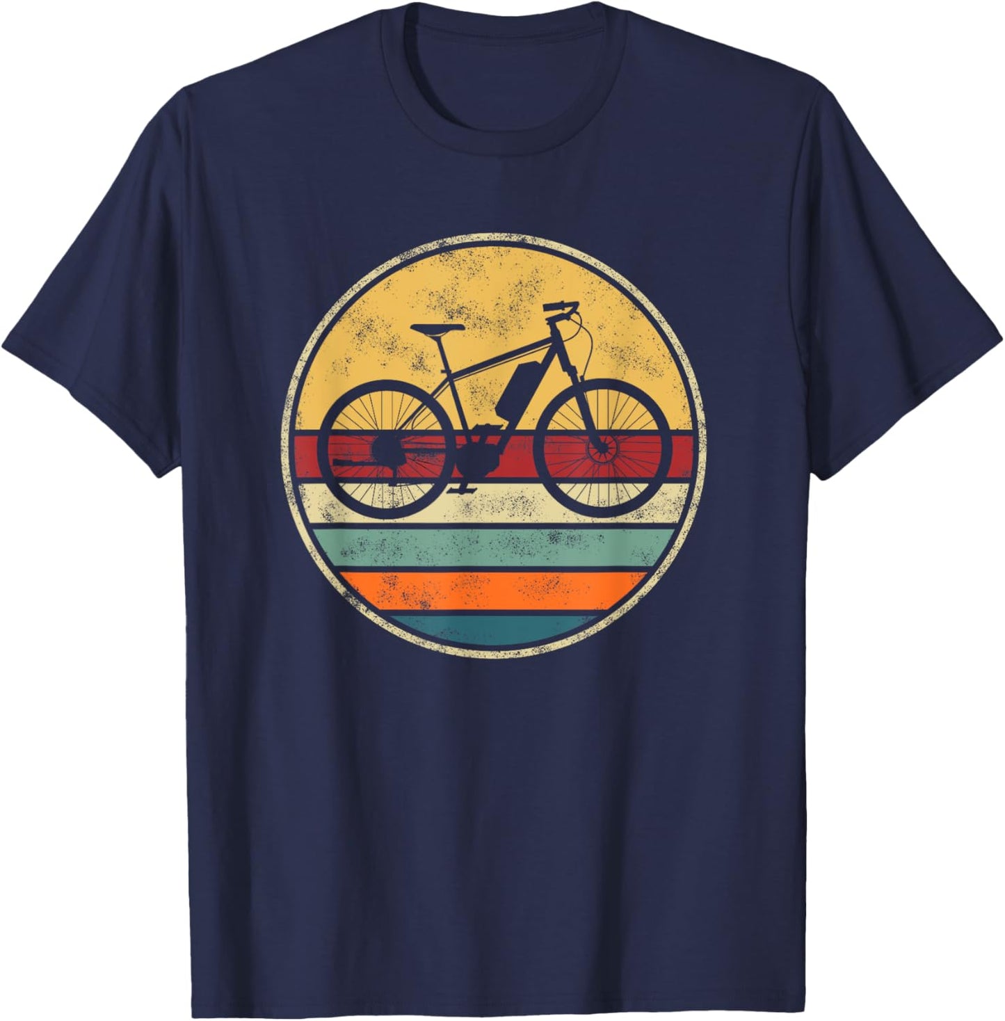 E-Bike Electric Bike E-Bicycle Retro Vintage E-Biker Cycling T-Shirt - T-Shirt | Navy