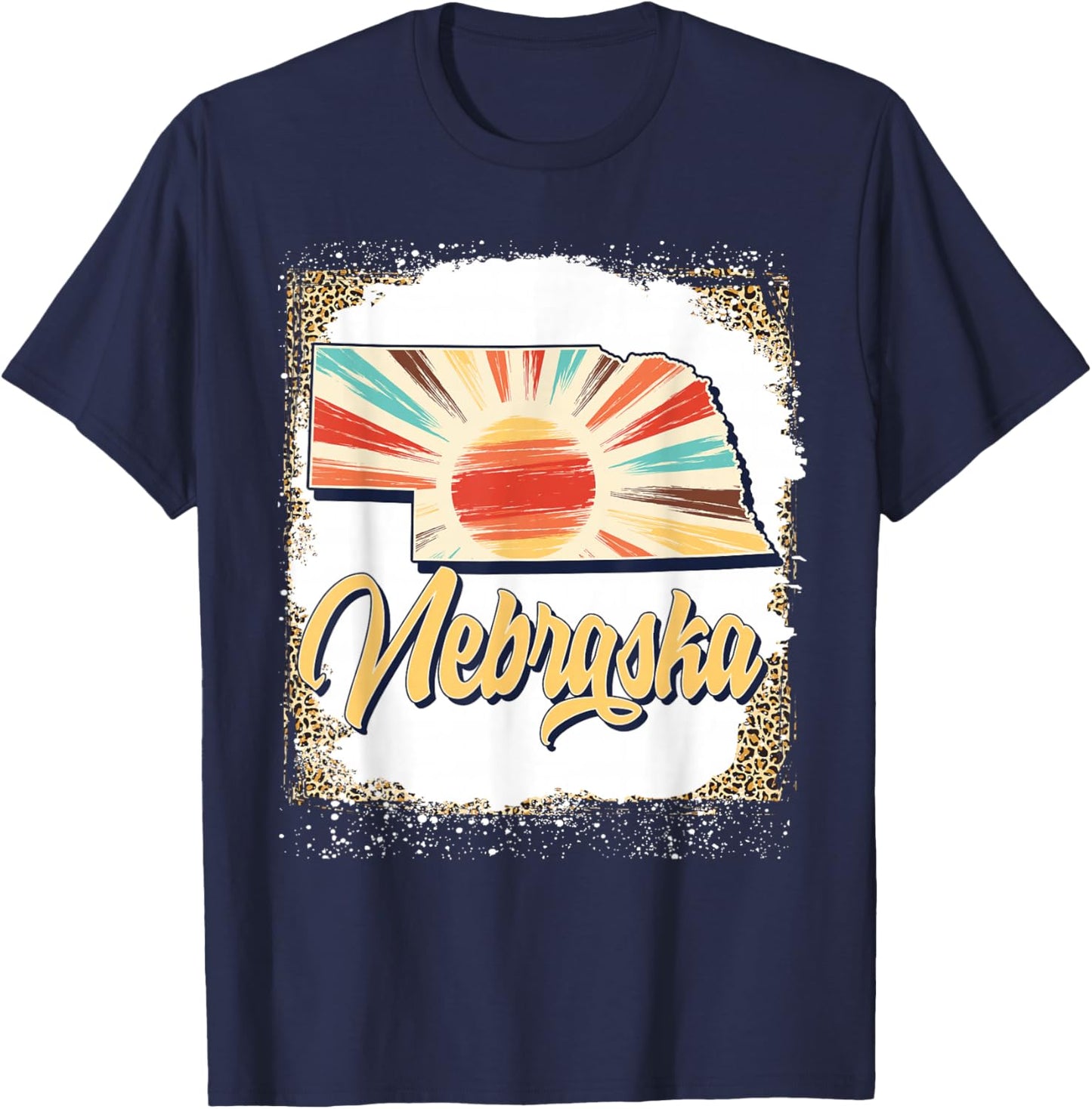 Vintage USA Nebraska State Map Flag Souvenir Men Women Kids T-Shirt - T-Shirt | Navy