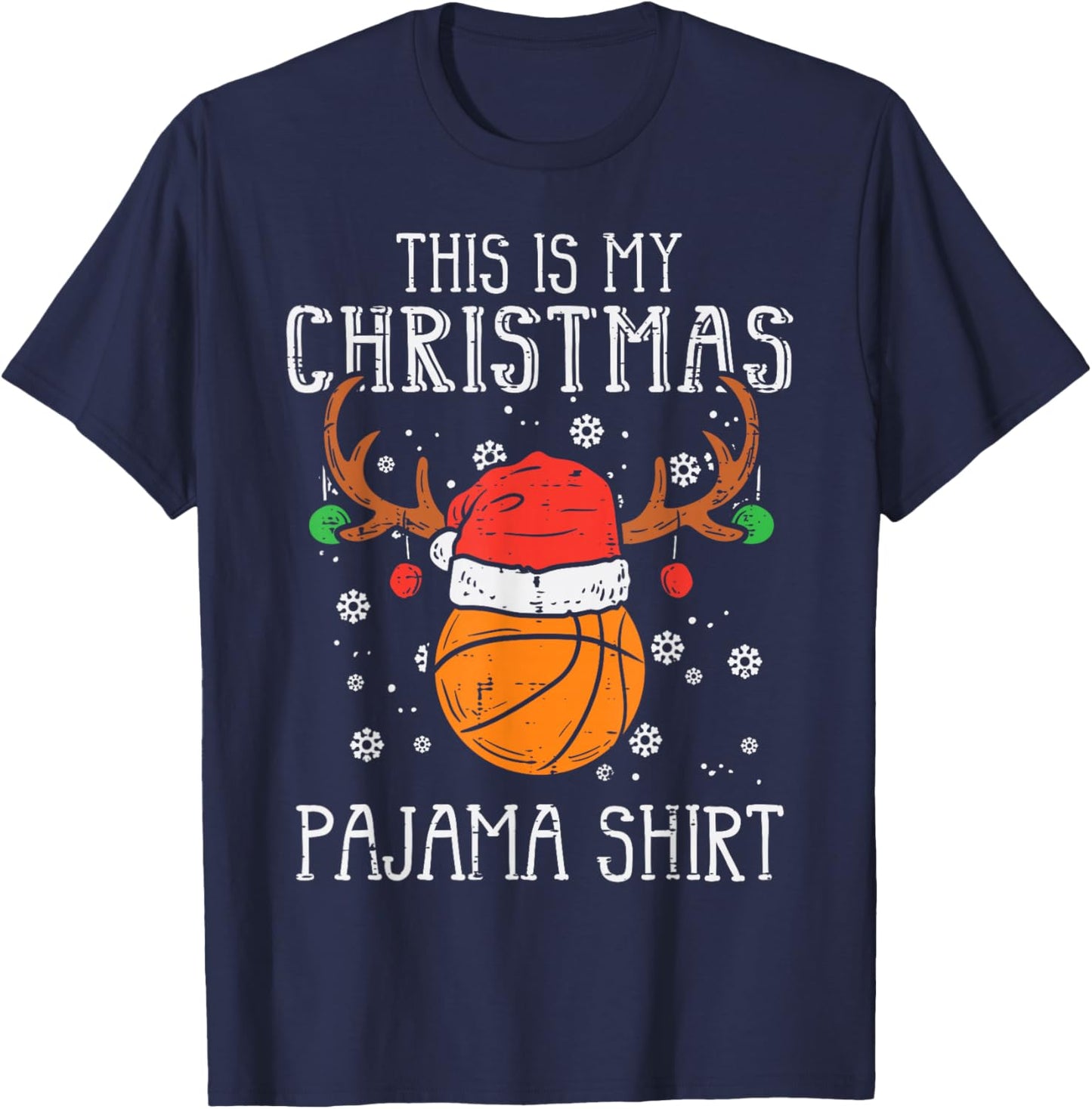 This Is My Christmas Pajama Shirt Basketball Xmas Sports T-Shirt - T-Shirt | Navy