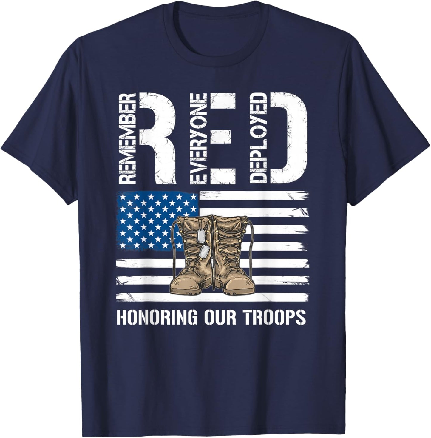 Remember Everyone Veteran Deployed RED Friday Military T-Shirt - T-Shirt | Navy