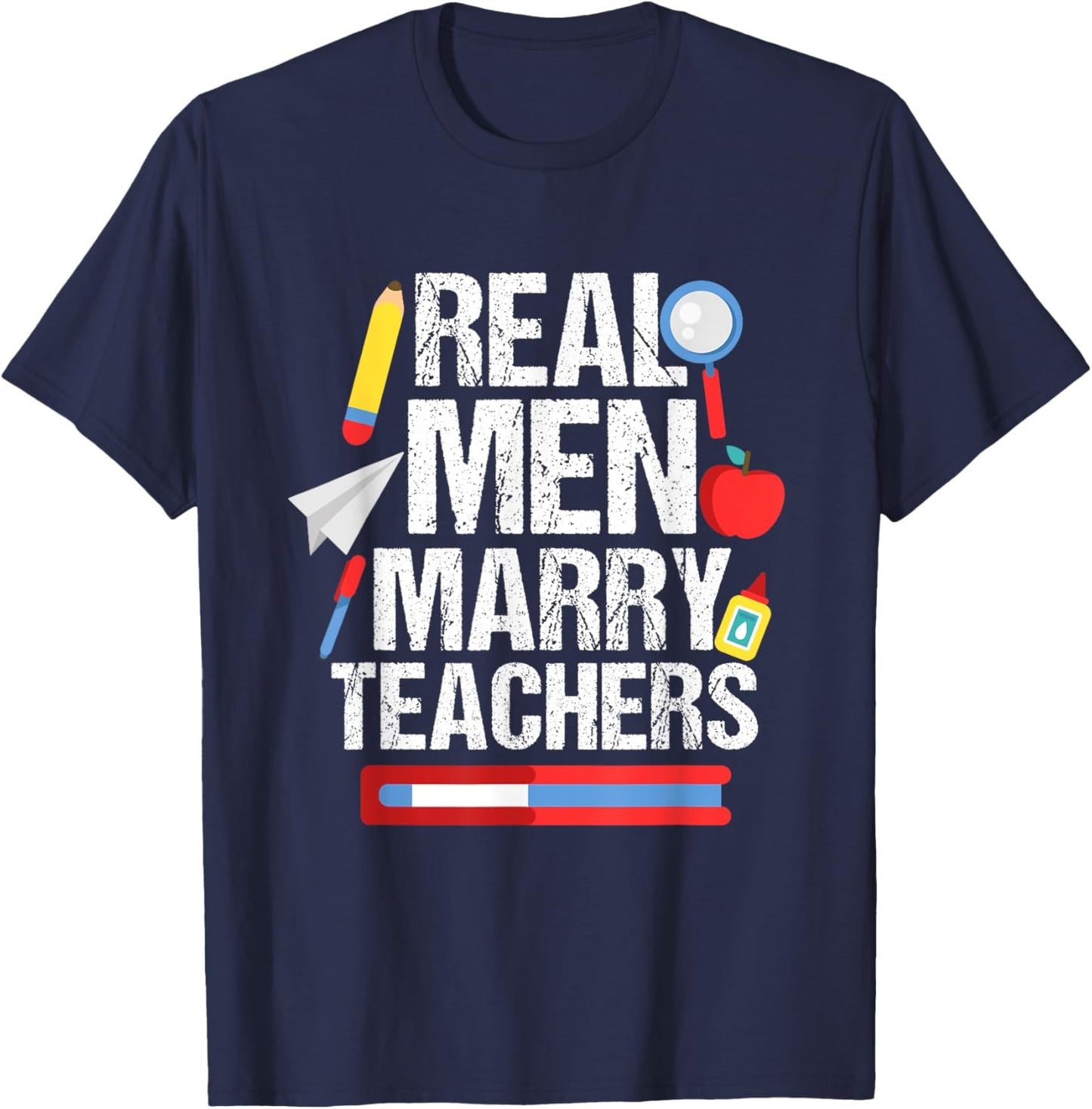 Proud Husband of Teacher Funny Marry Teacher Design Men Women T-Shirt - T-Shirt | Navy