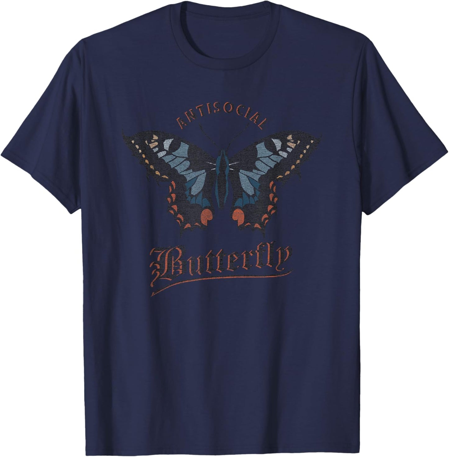 Antisocial Butterfly Grunge Fairycore Aesthetic Introvert T-Shirt - T-Shirt | Navy