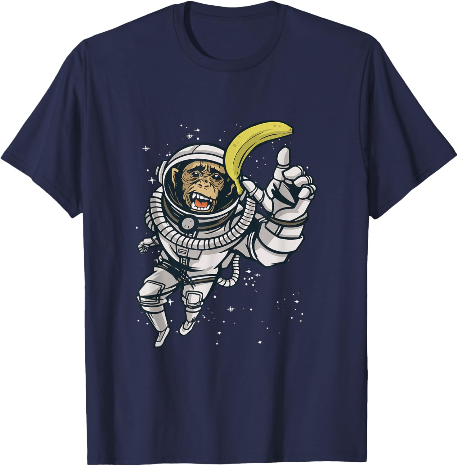 Funny Astronaut Monkey Chimpanzee Chimp Space Humor Meme T-Shirt - T-Shirt | Navy