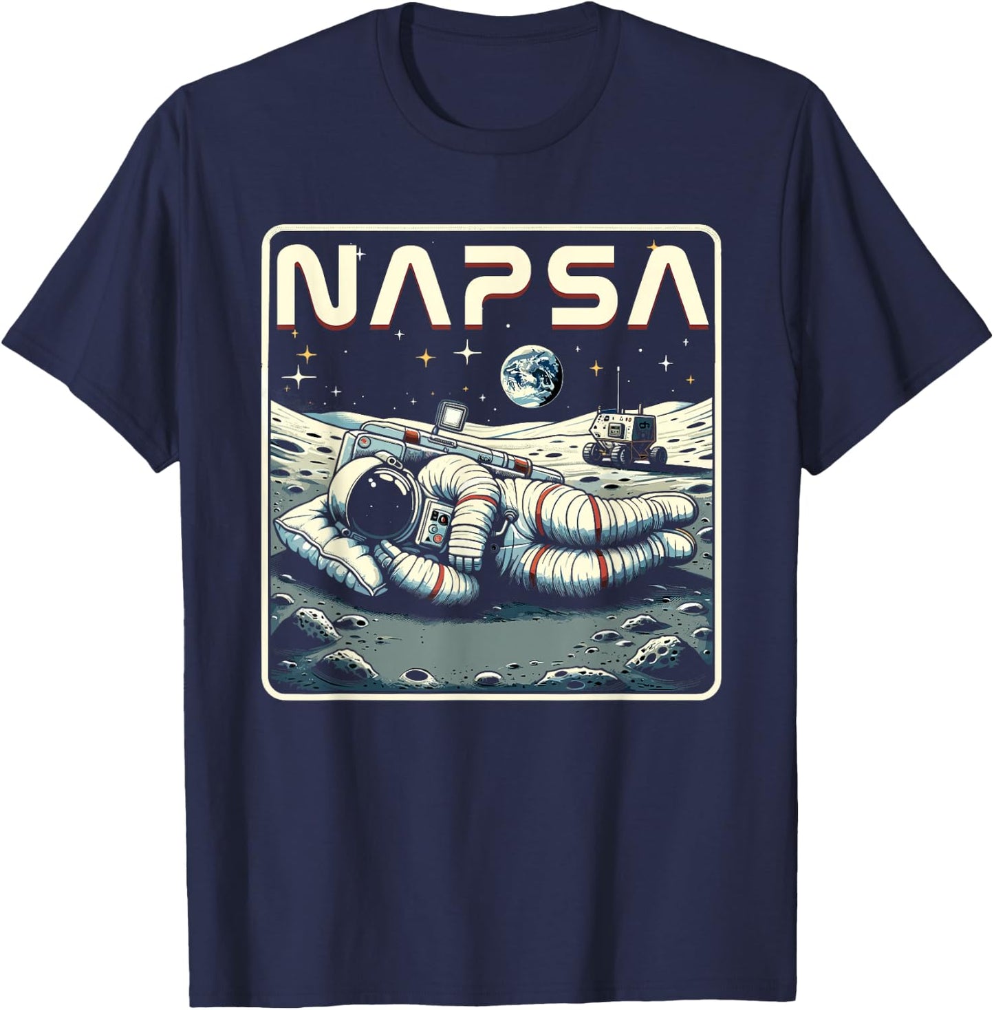 Retro Napsa Astronaut Outer Space Pun Novelty Funny Space T-Shirt - T-Shirt | Navy