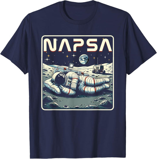 Retro Napsa Astronaut Outer Space Pun Novelty Funny Space T-Shirt - T-Shirt | Navy