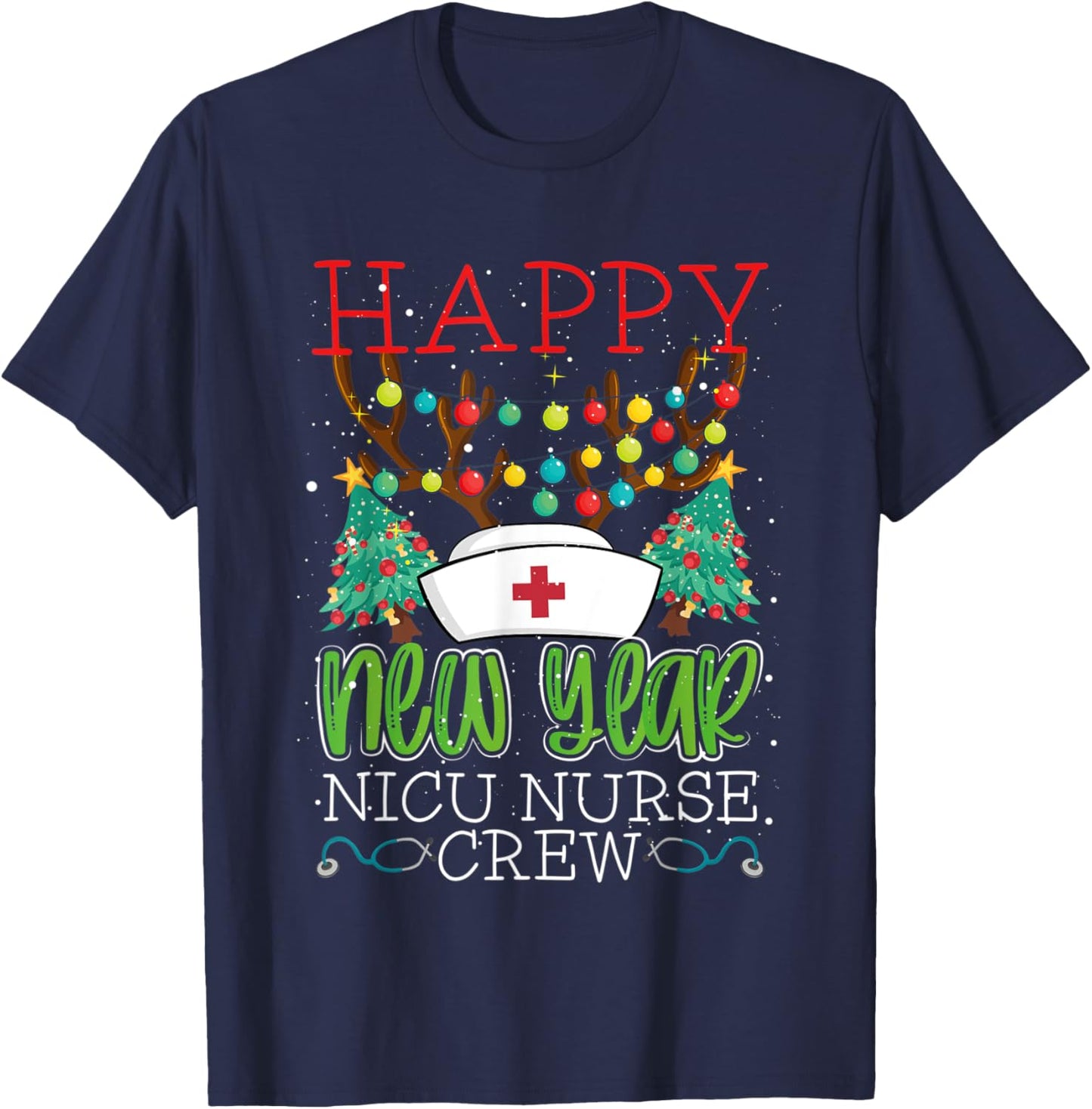 Happy New Year Nicu Nurse Crew Midwife Labor Nursing T-Shirt - T-Shirt | Navy