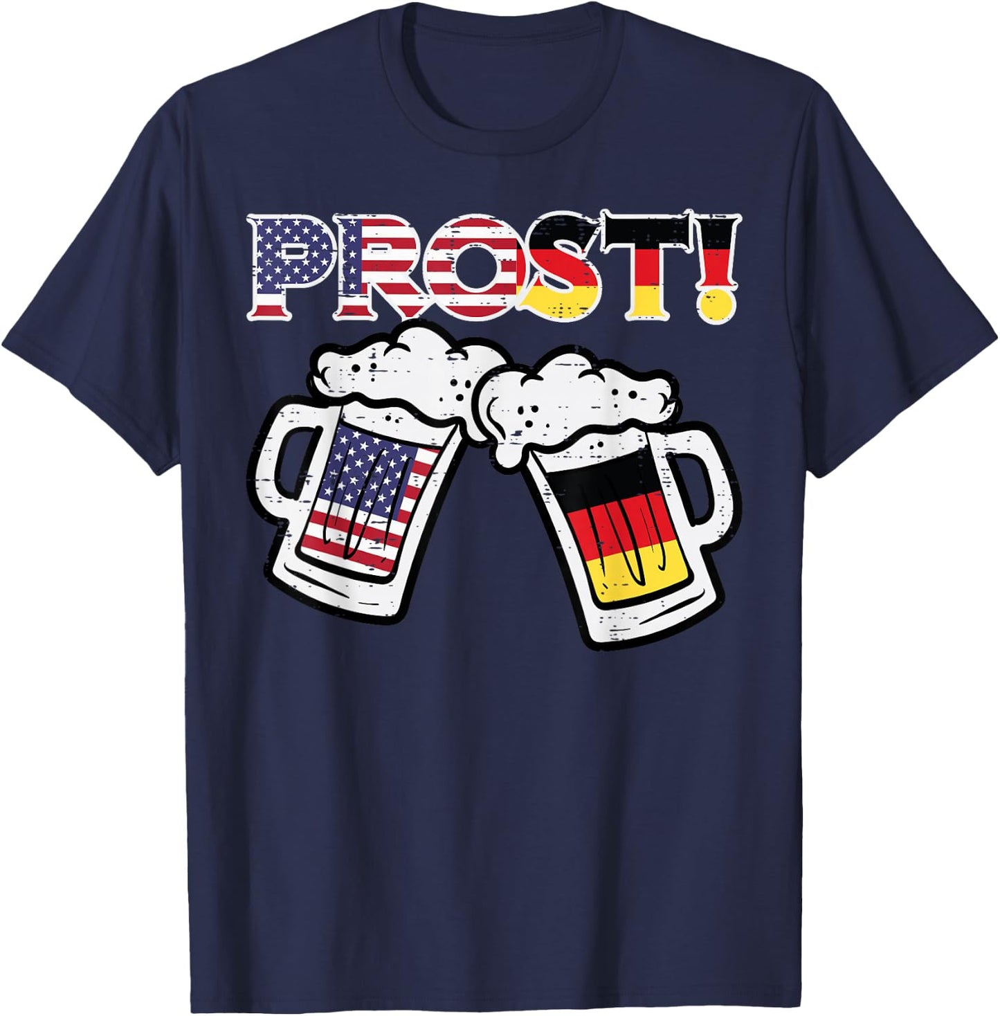 Oktoberfest US German Flag Mug Prost Bavarian Dad Men Women T-Shirt - T-Shirt | Navy