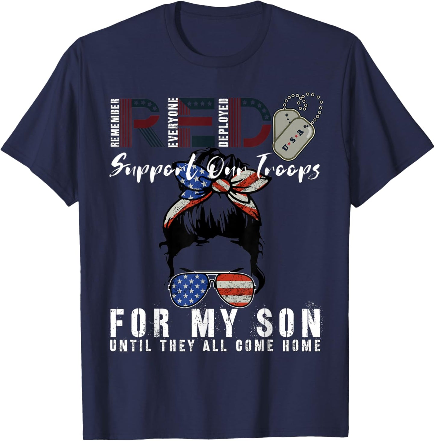 Red Friday Military I Wear Red for My Son Remember Everyone T-Shirt - T-Shirt | Navy