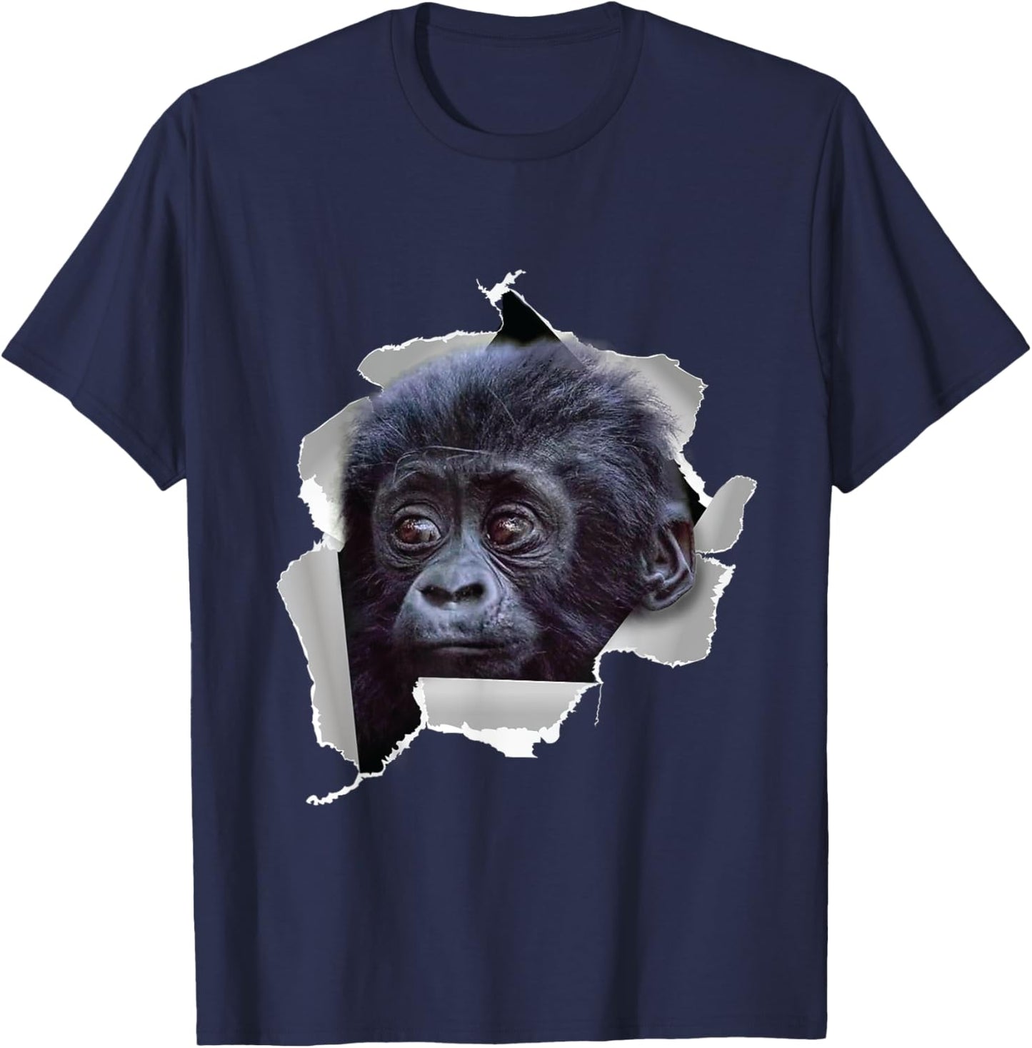 Funny Monkey Gorillas Baby Gorilla Face Costume T-Shirt - T-Shirt | Navy