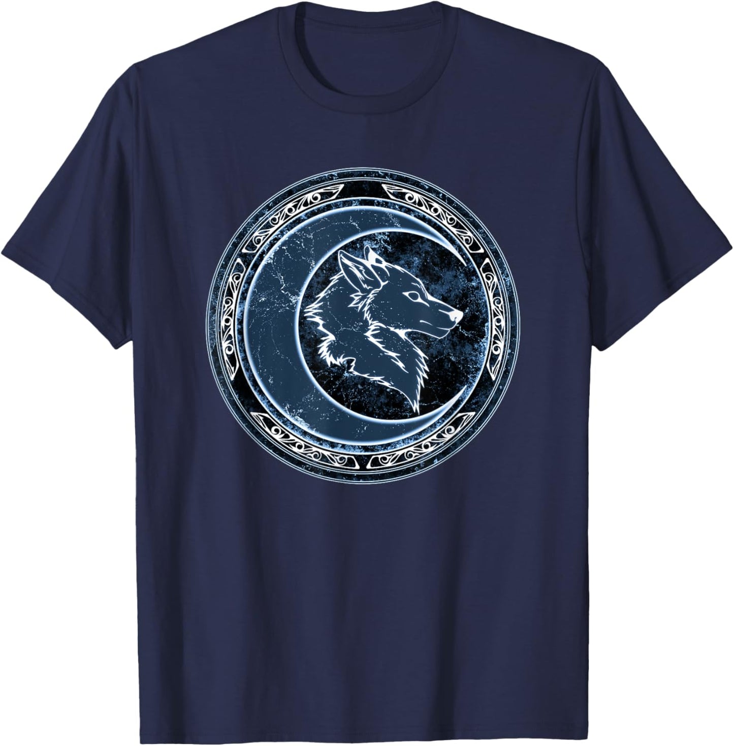 Celtic Wolf and Moon T-Shirt - T-Shirt | Navy