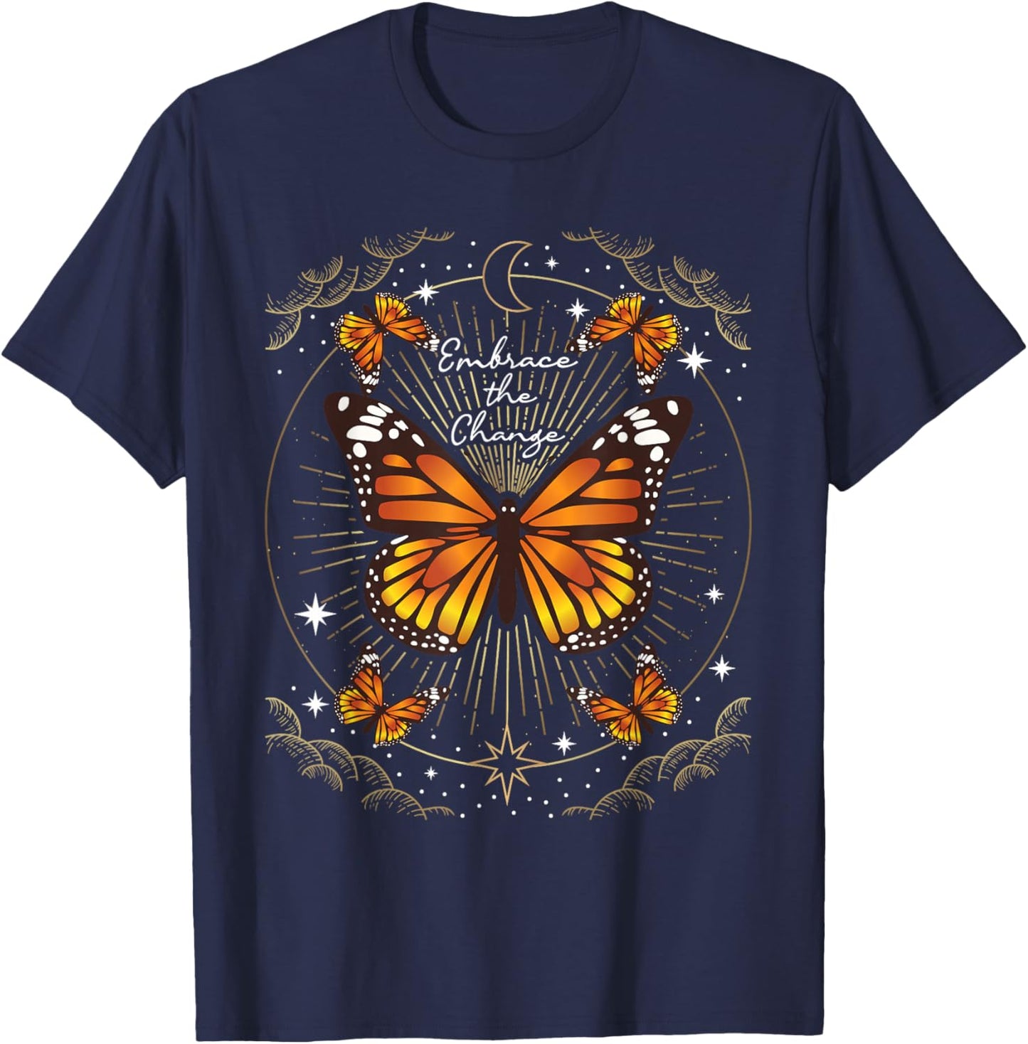 Embrace The Change - Butterfly Lover Butterflies T-Shirt - T-Shirt | Navy