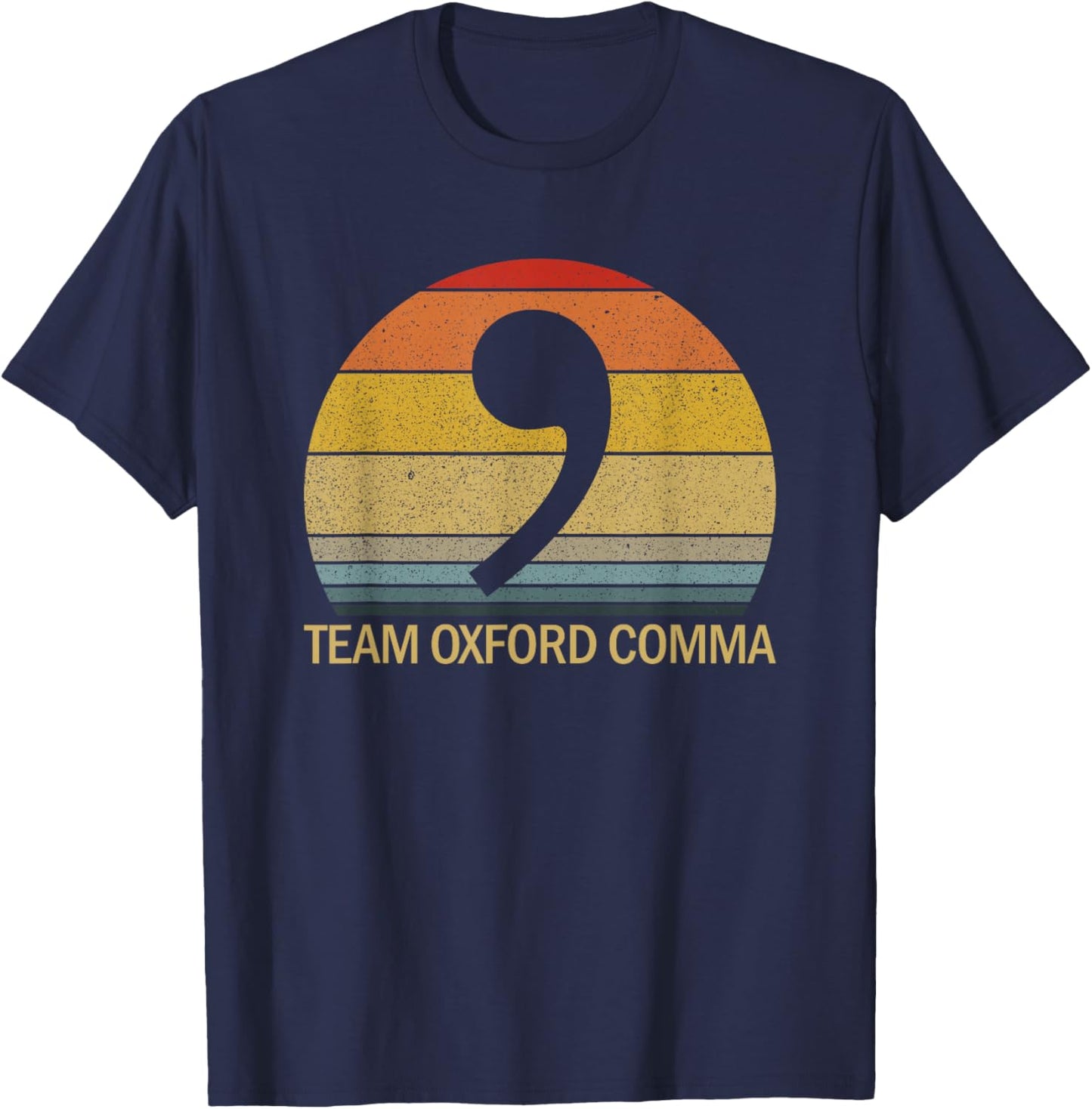 Team Oxford Comma Retro Sunset Team Oxford Comma T-Shirt - T-Shirt | Navy