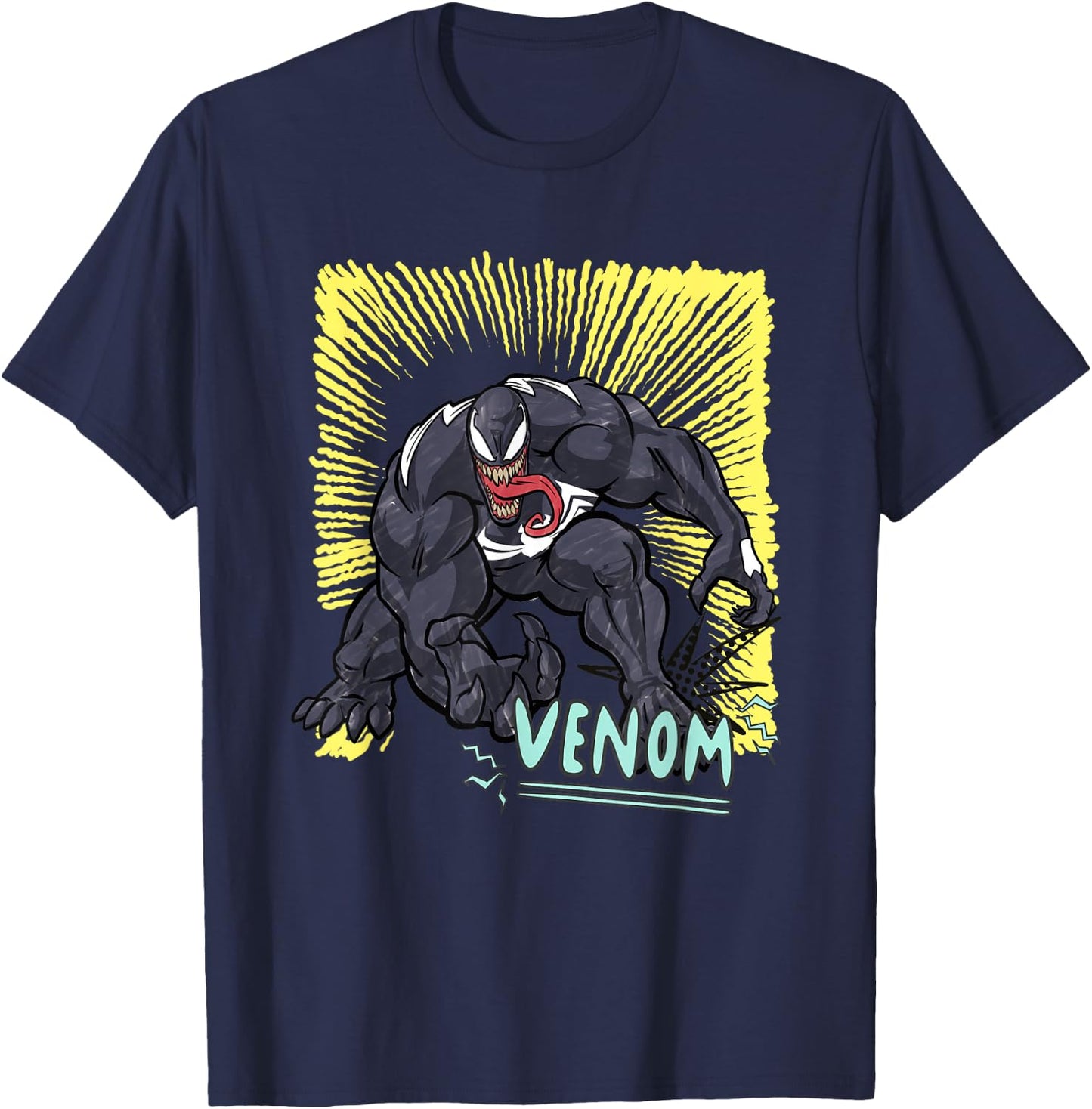 Marvel Venom Graphic Pop Marker Colour T-Shirt - T-Shirt | Navy