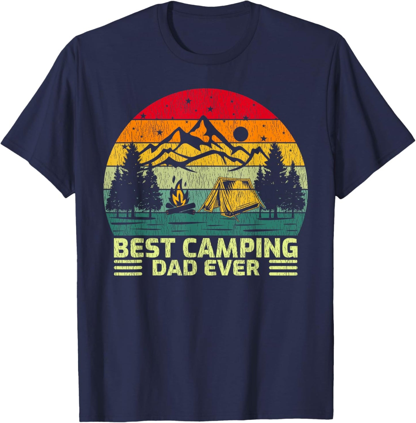Funny Vintage Best Camping Dad Ever Father's Day T-Shirt - T-Shirt | Navy