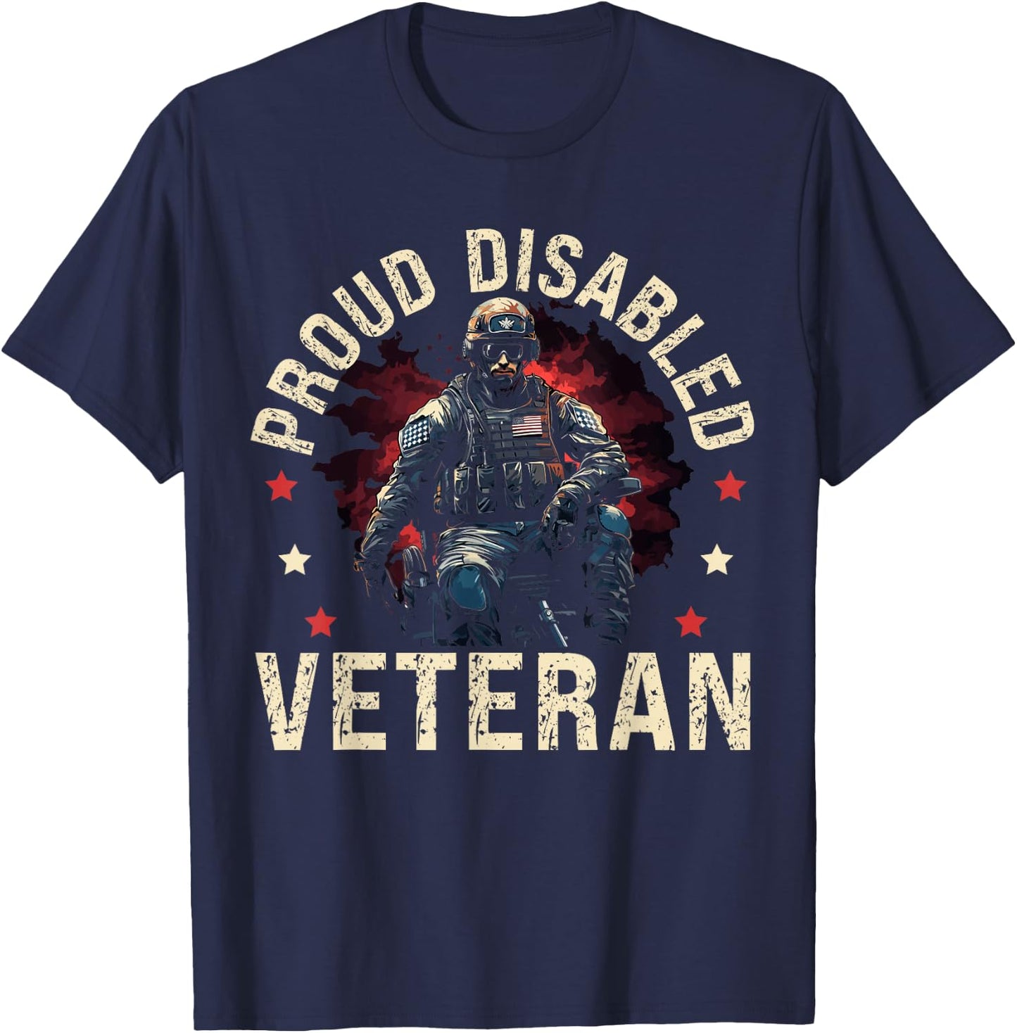 Disabled Veteran Armed Forces Military Soldier Army USA T-Shirt - T-Shirt | Navy