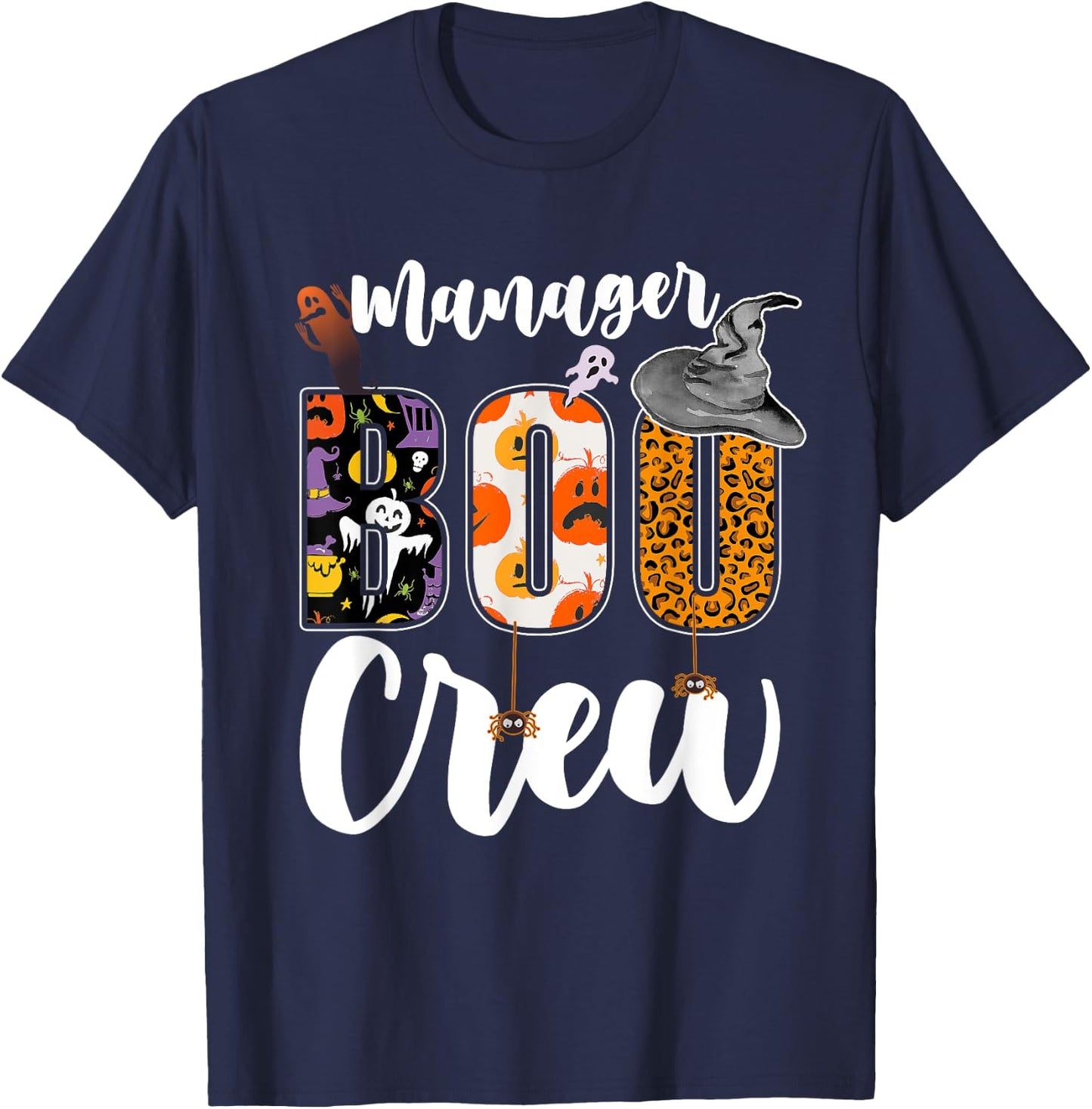 Manager Boo Crew Halloween Matching Executive T-Shirt - T-Shirt | Navy