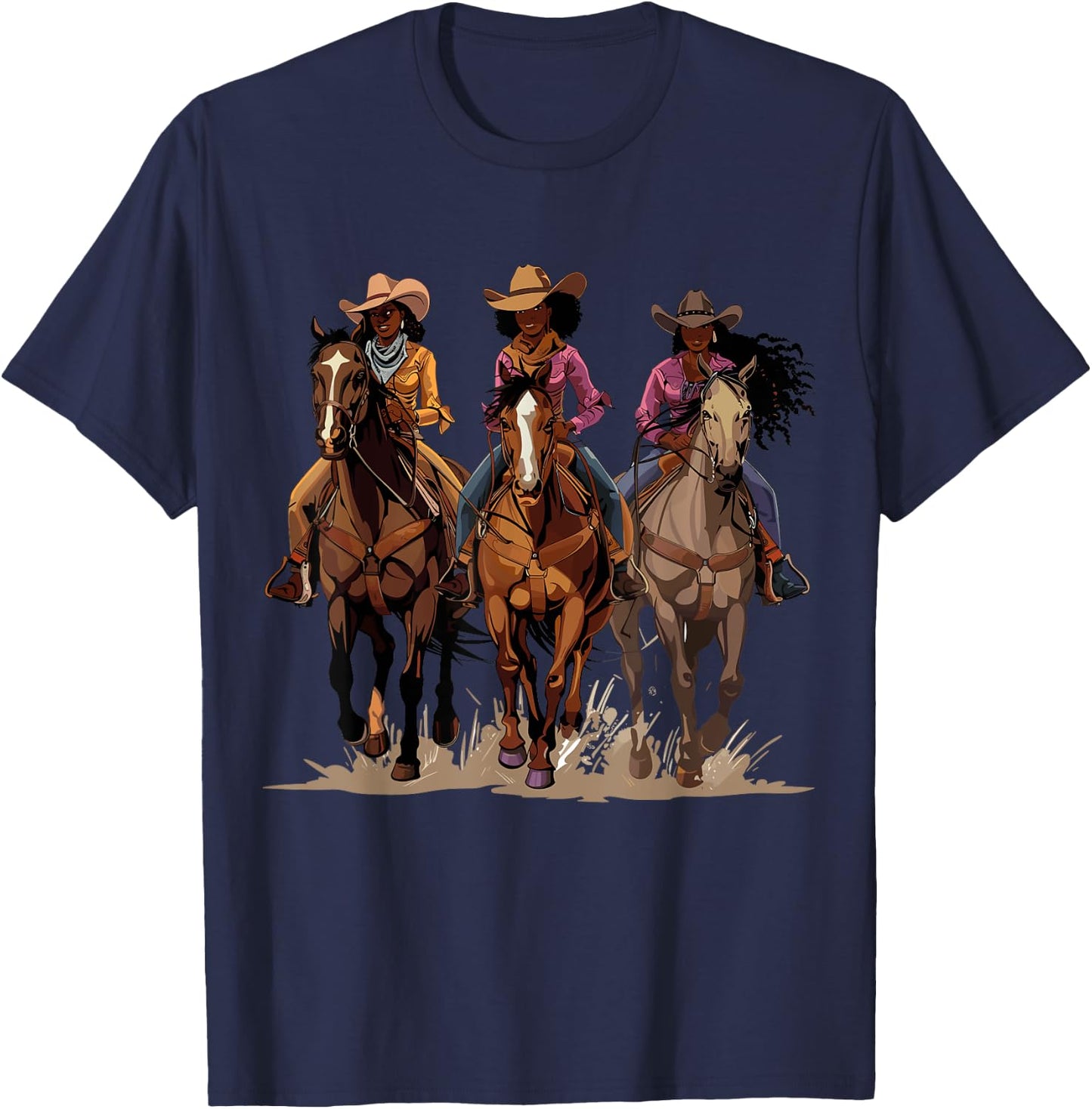 Black African American Cowgirl Western Country Texas Rodeo T-Shirt - T-Shirt | Navy